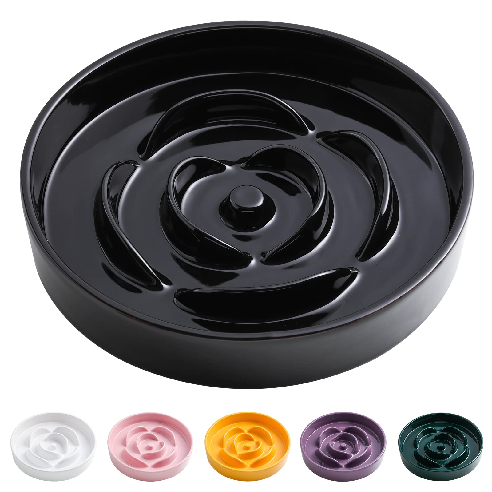 8.66 in Dog Bowl Ceramic Slow Feeder for Medium Large Dogs,Elevated/Raised Slow Feeding Dog Food Water Dish Heavy Weighted,Puppy