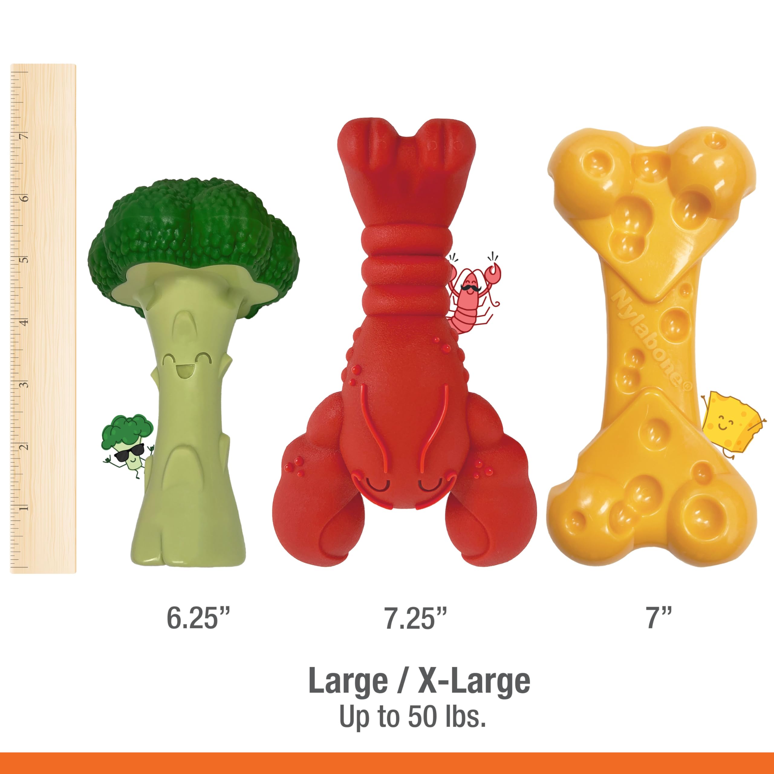 Nylabone Power Chew Dog Chew Toy Pack Bundle - Fun & Cute Dog Toys for Aggressive Chewers, Tough Dog Toys, Lobster, Cheese, and
