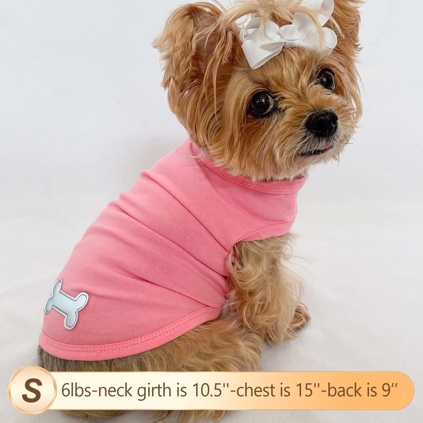 Kyeese 2 Pack Dog Shirts Striped Dog T-Shirts Soft Cotton Tank Top Sleeveless Vest Cat Puppy Shirts