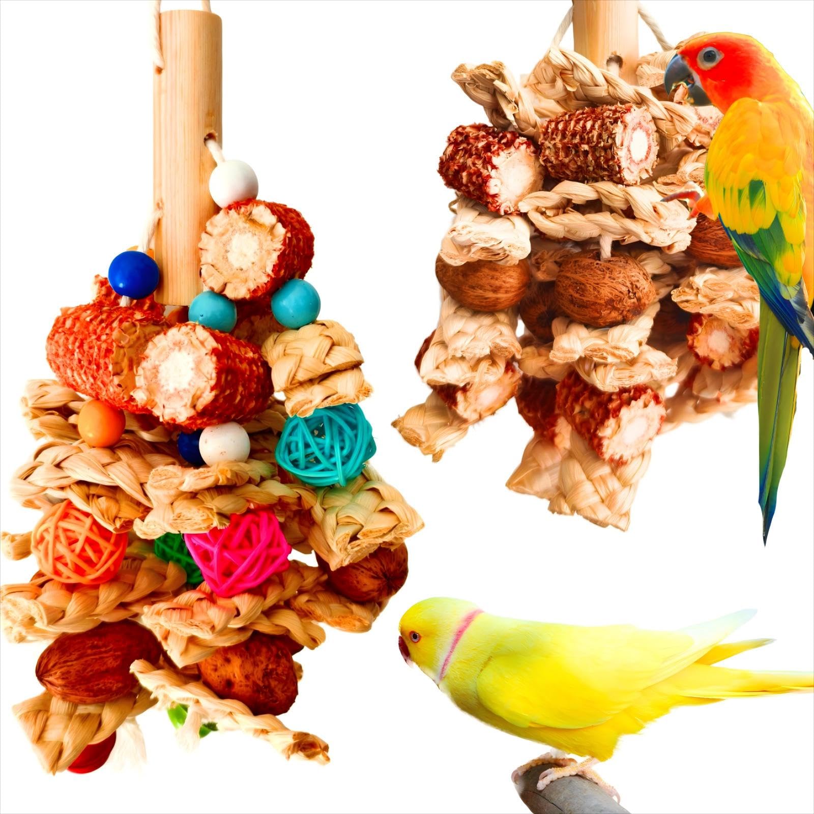 Xlpeixin Bird Toys For Parakeets,Parrots Chew Toy,Natural Hanging Bird Cage Toy For Cockatiels Conures Lovebirds African Gray An
