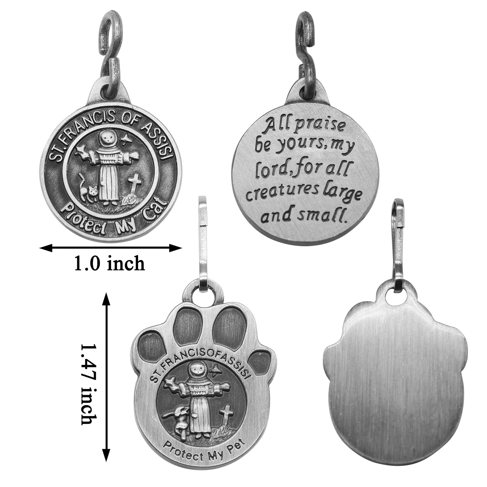 Forfine Pet Tags Engraved 2 Packs St Francis Of Assisi Dogs Cats Medal Pendant Collar Charm Protect My Pet