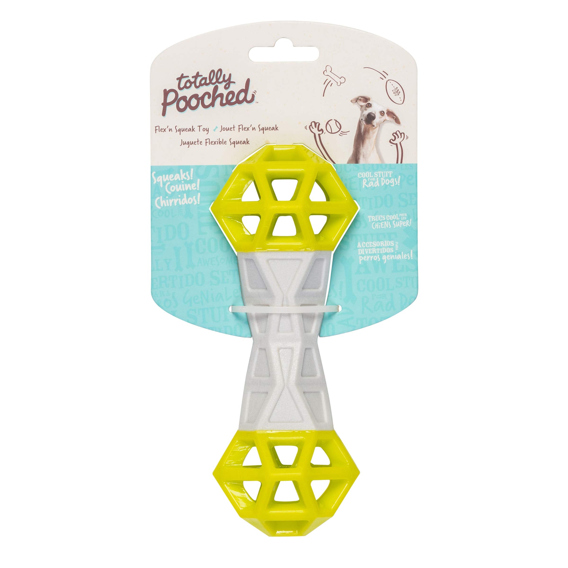 Messy Mutts Totally Dog Flex N Squeak Toy Grey Green