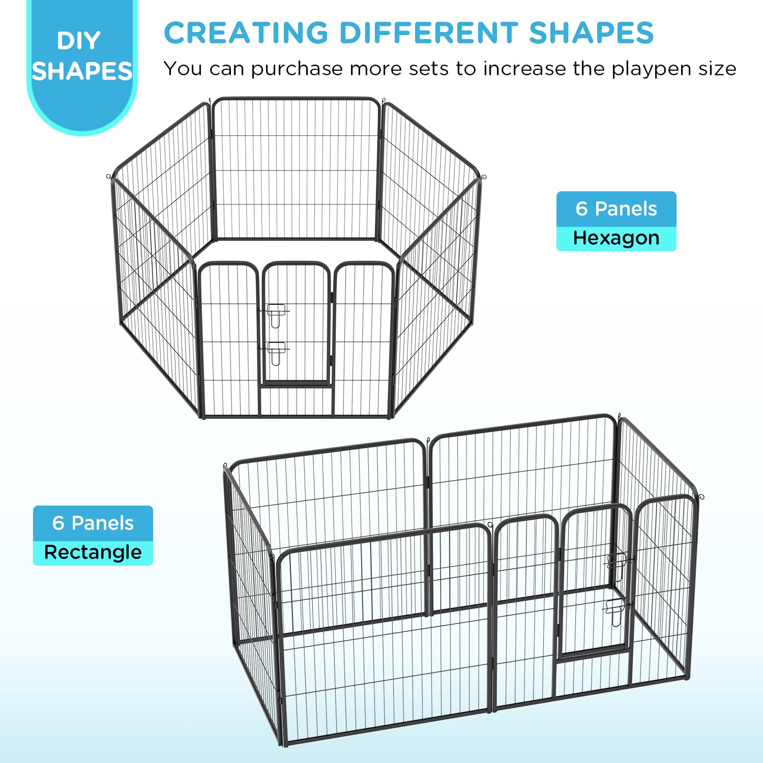Bestpet Dog Playpen Indoor 32 Inch Height 6 Panels Dog Pen For Medium And Large Dogs, Exercise Pen Pet Dog Fence With Doors Pet