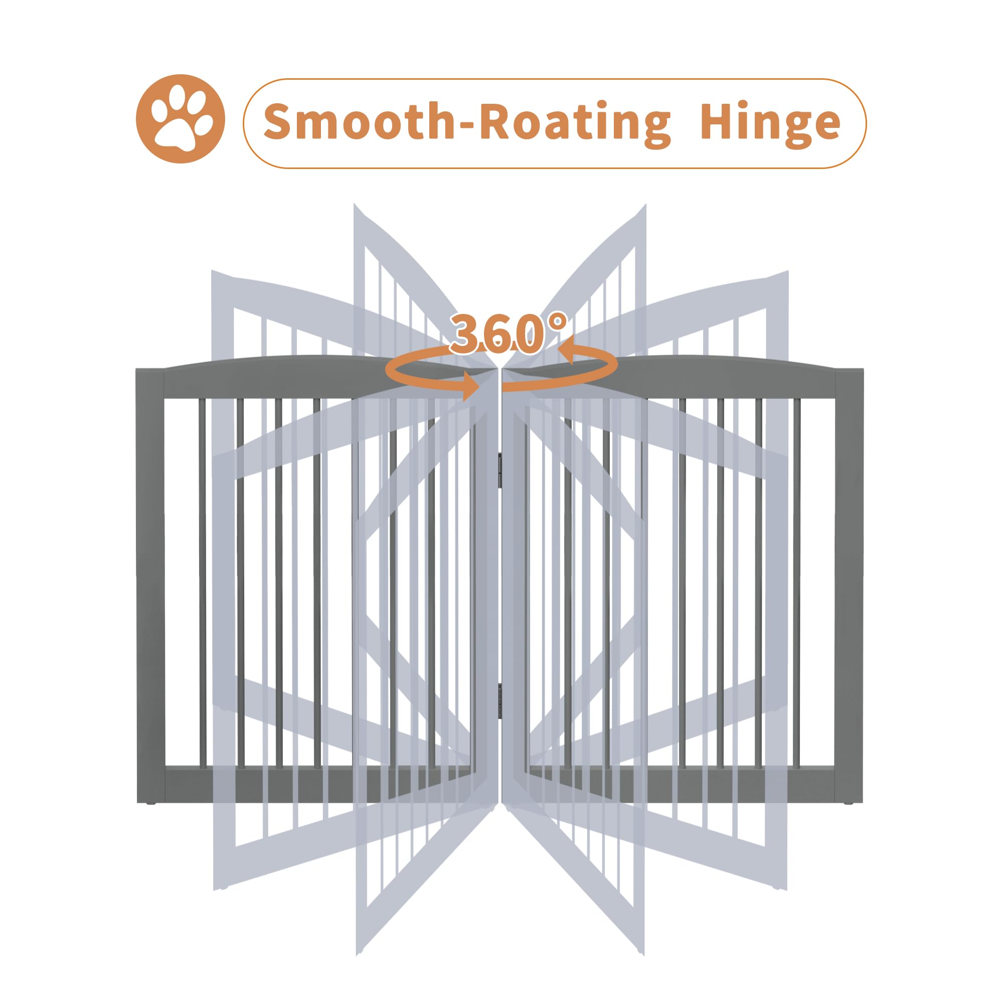 PUPETPO Freestanding Dog Gates with Door Walk Through, Pet Gate for Stairs, 80 inch Wide Gates Indoor, Dog Fences Indoor, Suppor