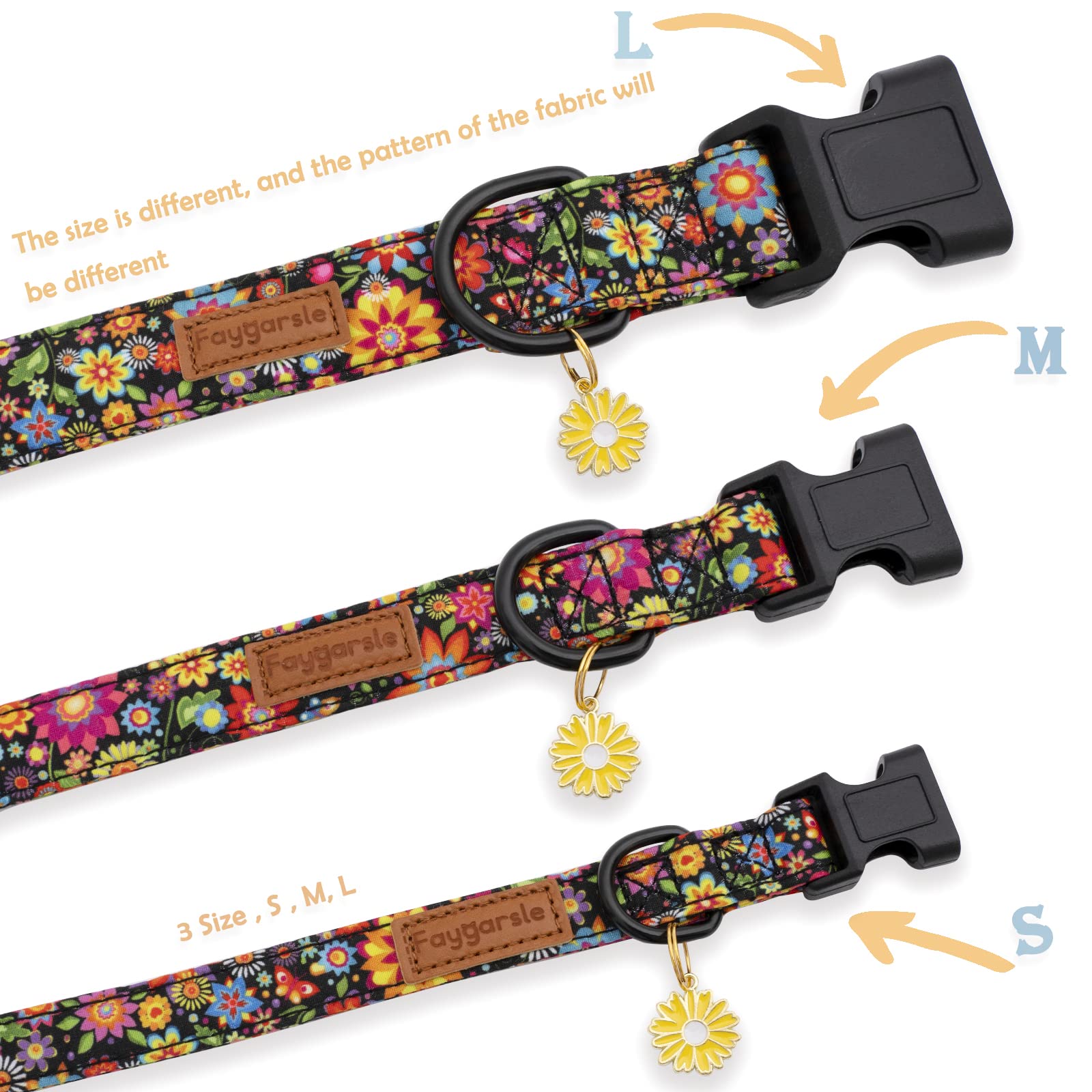 Faygarsle Floral Dog Collar For Girls And Female Dogs Soft And Fancy Pet Collar With Flower Design Ideal Black Dog Collar For Sm