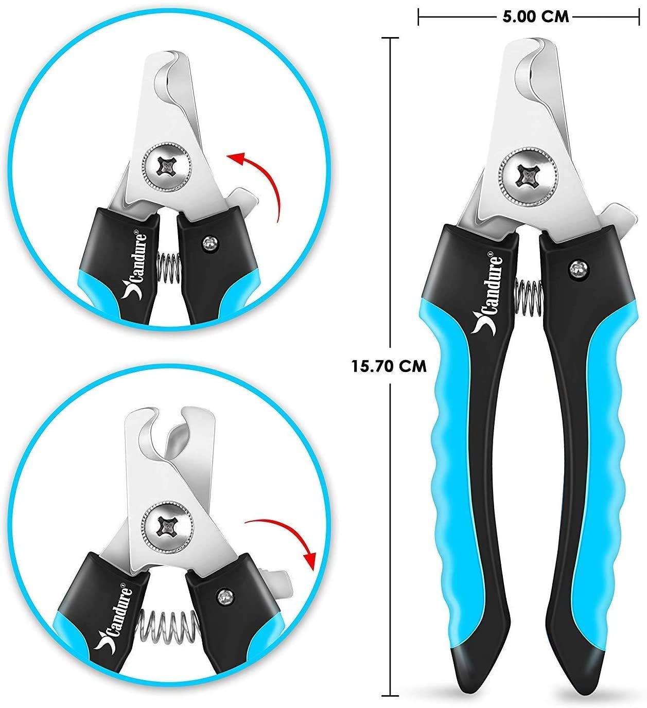 Candure Dog Nail Clippers Professional Dog Nail Trimmers Suitable For Large To Medium Dogs, Cats, Rabbits And Guinea Pigs - Safety Lock/Protective Guard To Avoid Over Cutting