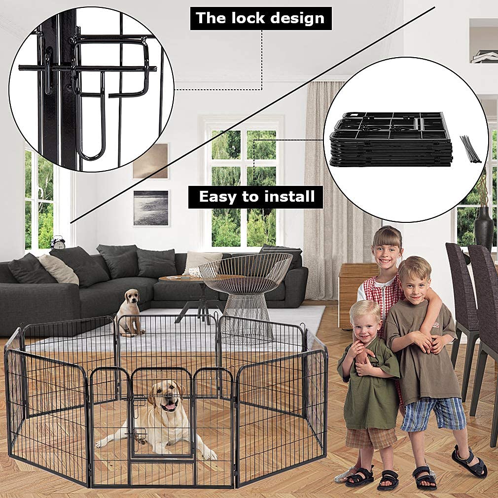 BestPet | Dog Playpen | 32 Inch, 8 Panels | Heavy Duty Metal Pet Exercise Pen | Indoor Outdoor Fence Panels | Rust-Resistant, Re