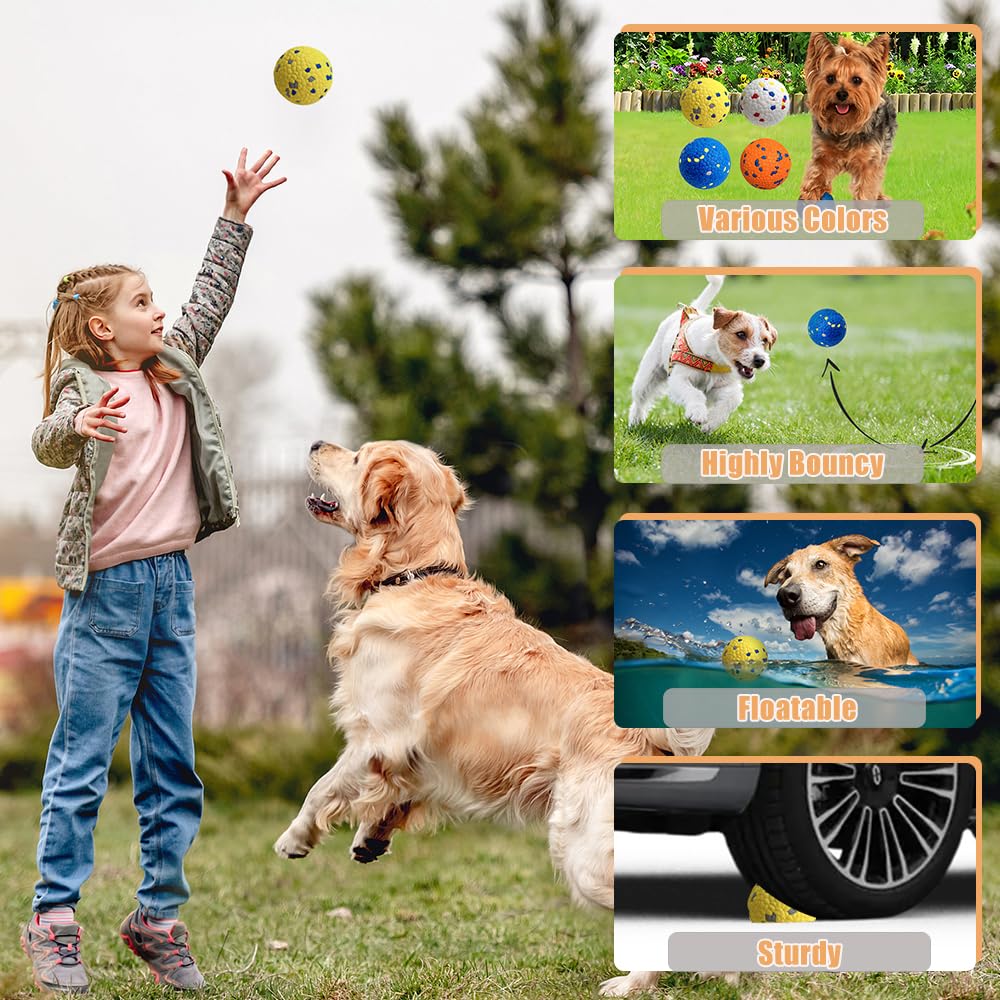 Hisukoy Dog Balls Dog Tennis Balls For Aggressive Chewers, Indestructible Bouncy Floating Teething Chew Toys For Dogs To Fetch