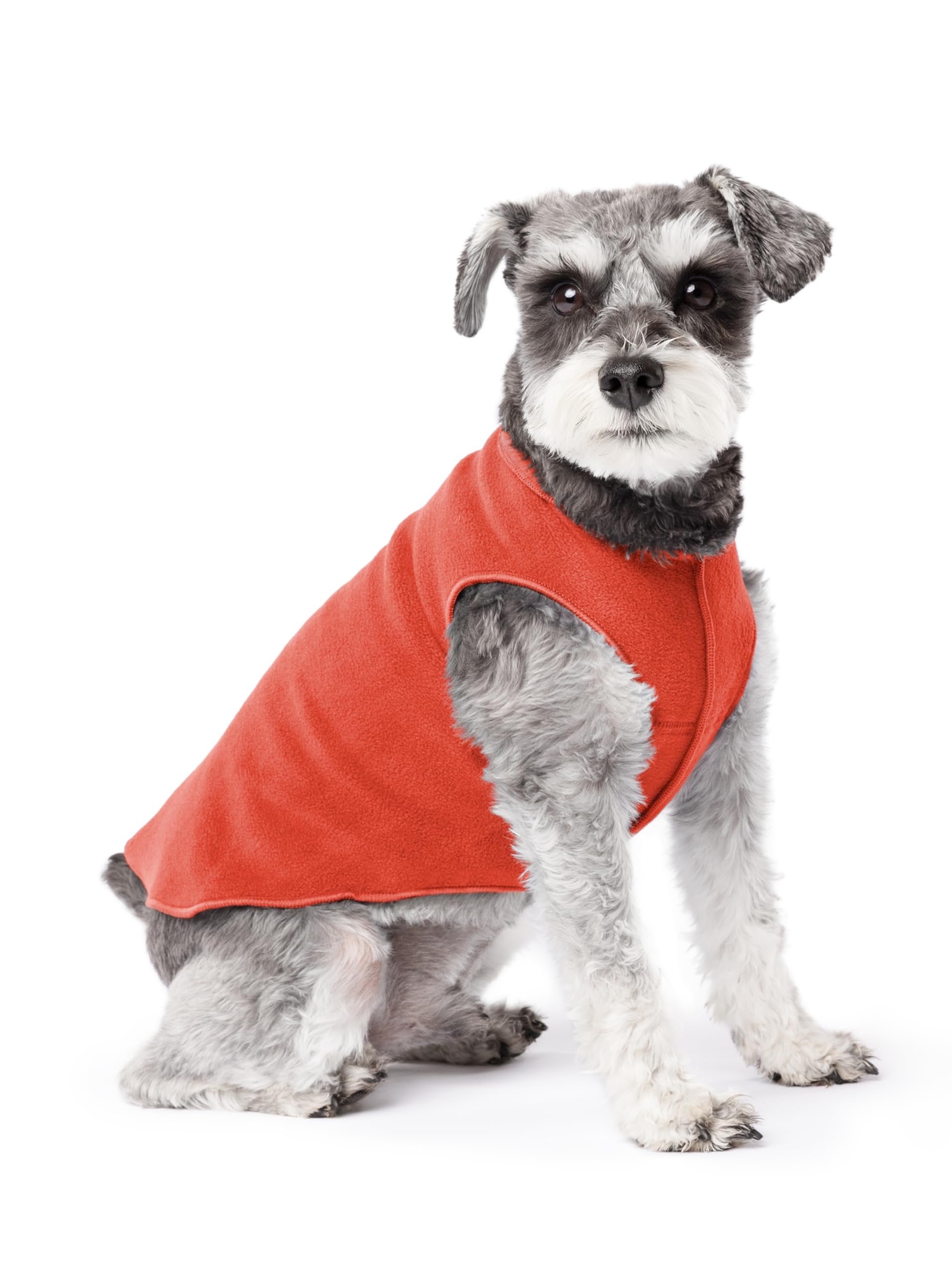 Gold Paw Stretch Fleece Dog Coat, Stretchy Pet Sweater, Machine Washable Pullover For Winter And Fall, Paprika, 10