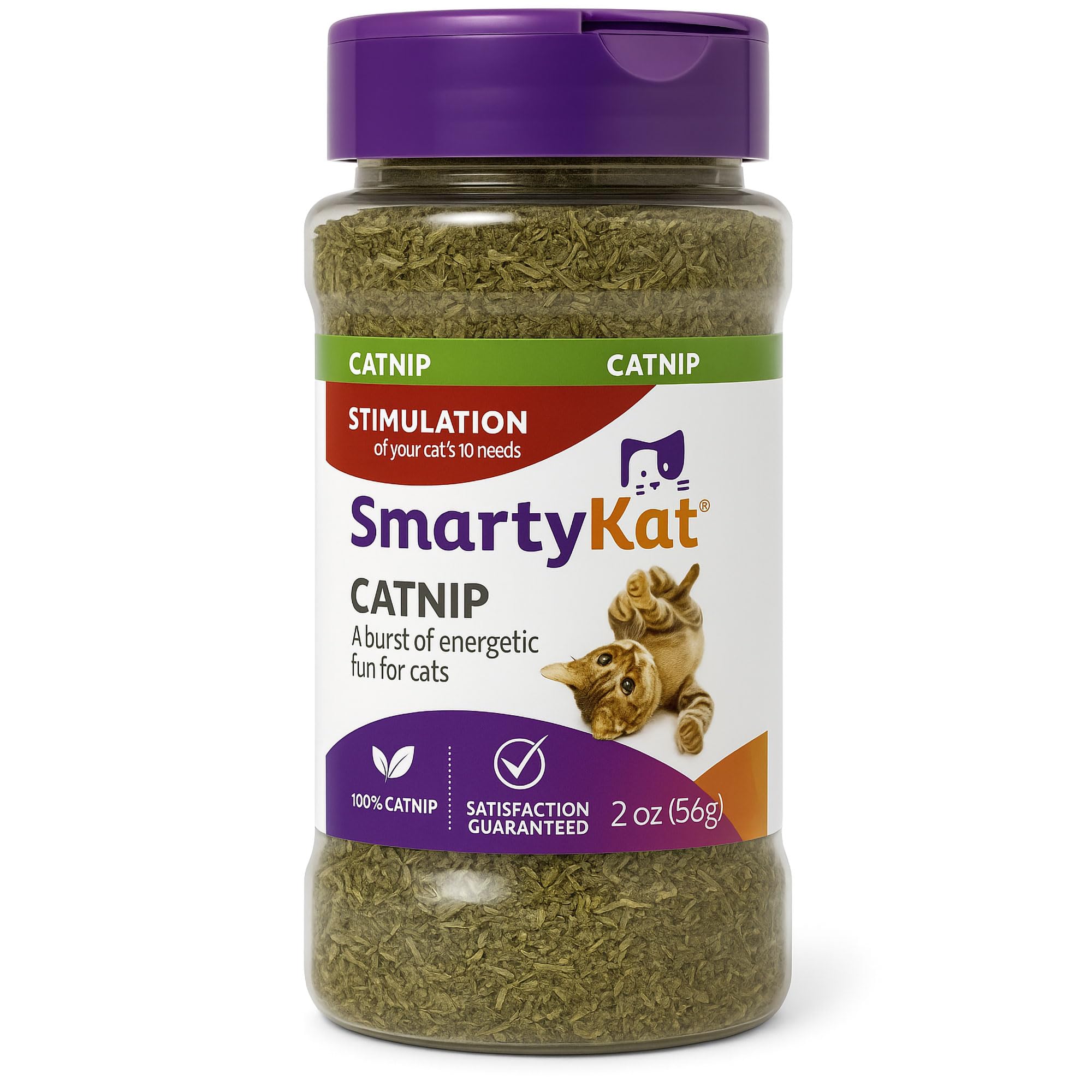 SmartyKat Natural Catnip Canister, 100% Natural Cat Nip for Cats, Premium Dried Catnip for Indoor Cats, Positive Training Aid fo