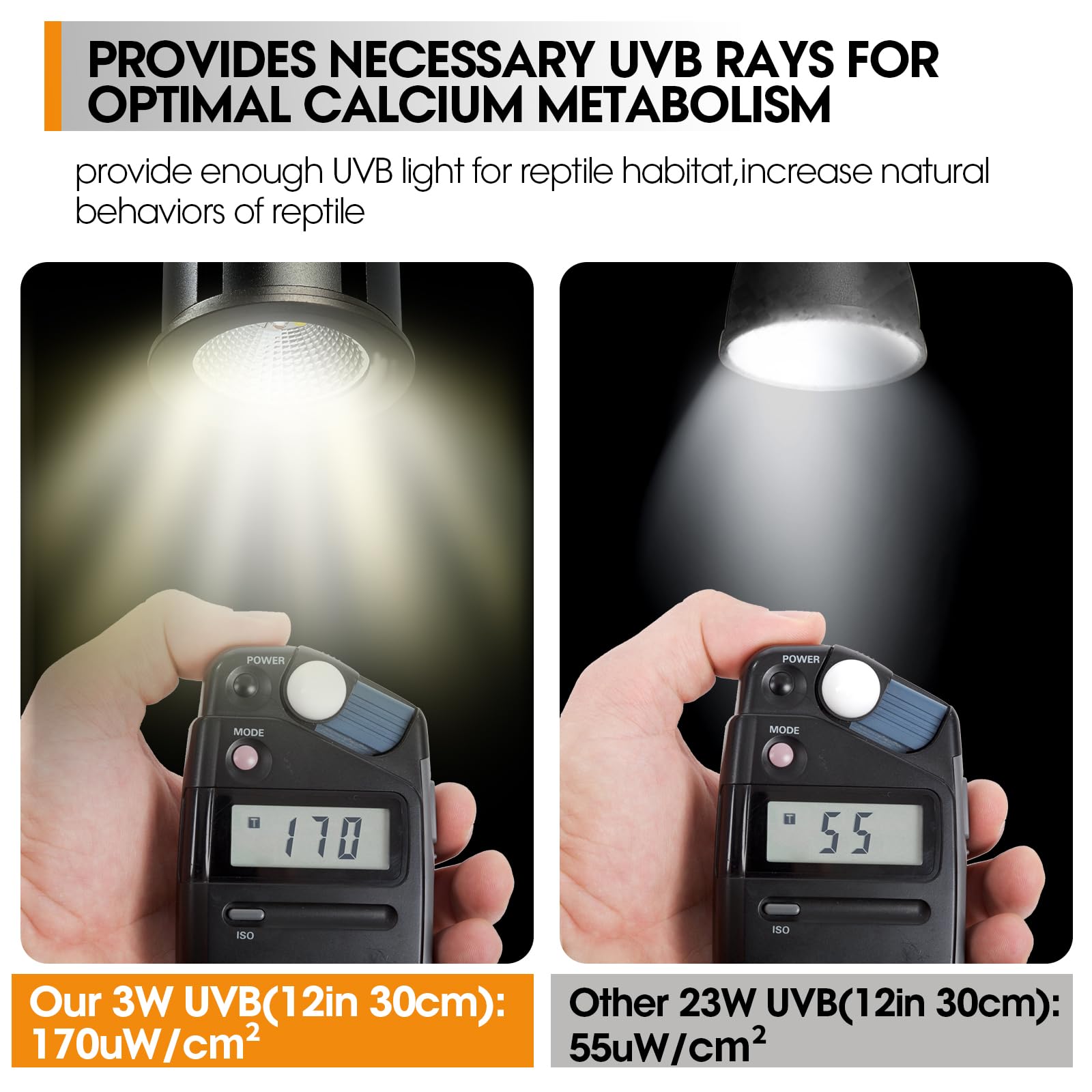 Geekoit Premium Uvb Reptile Light Full Spectrum For Optimal Calcium Metabolism,Desert 10.0 Bulb 3W Uva Uvb Ideal For Desert-Dwel