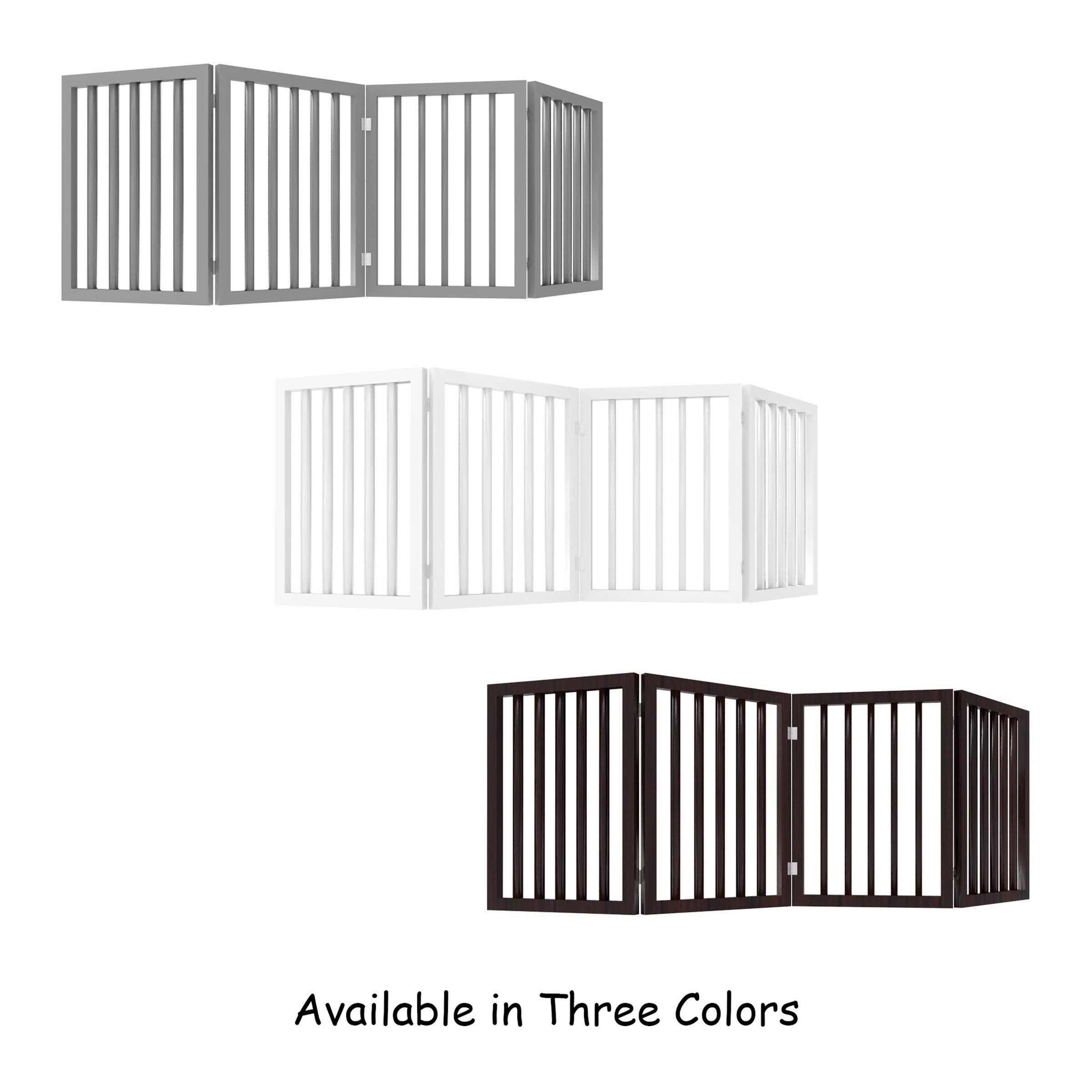 Petmaker Freestanding Pet Gate - Wooden Folding Fence For Doorways, Halls, Stairs & Home - Step Over Divider - Great For Dogs & Puppies,Gray