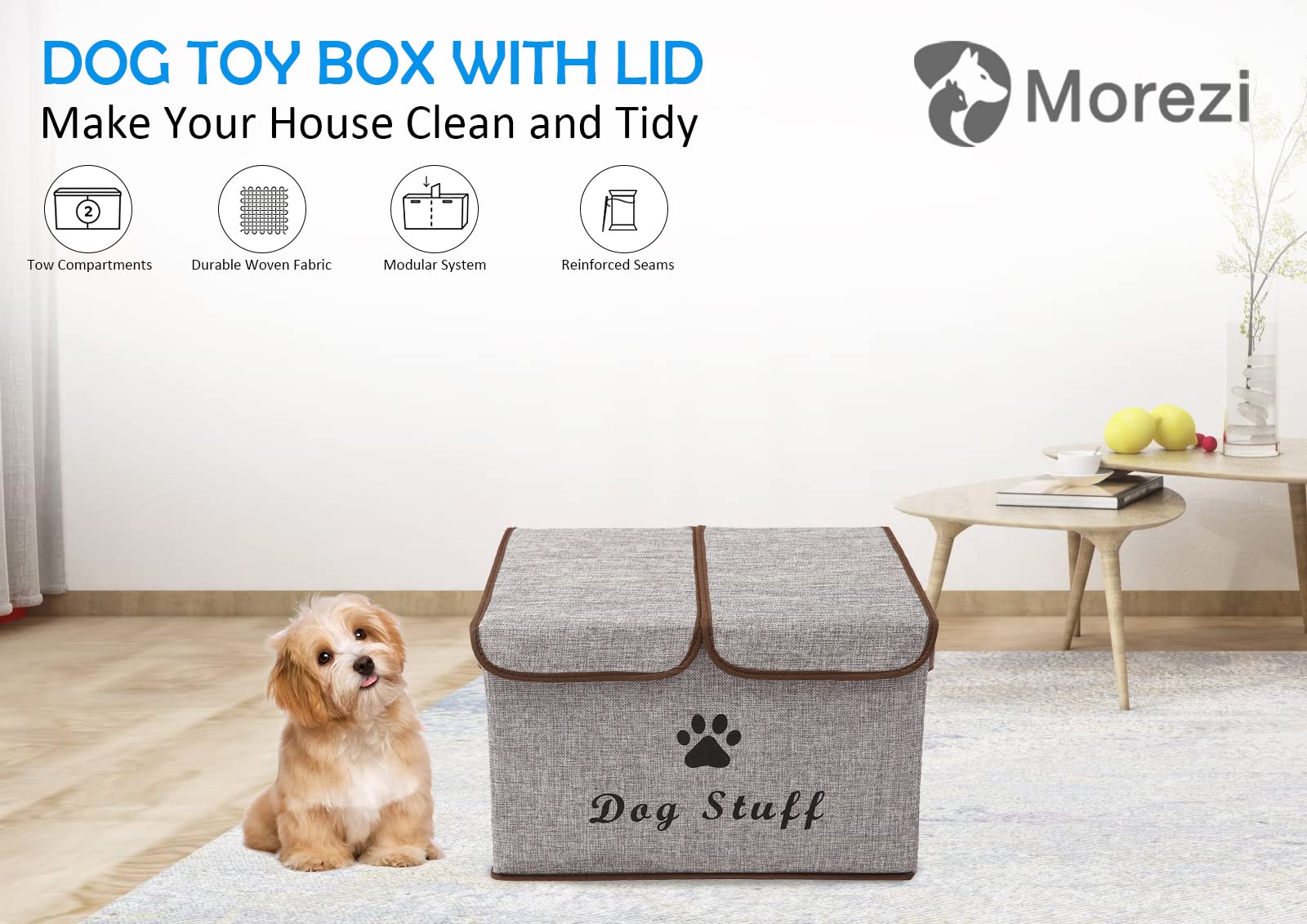 Dog toy box with lid dog storage organizer perfect basket for dog toys living room, playroom, closet, home organization and stor