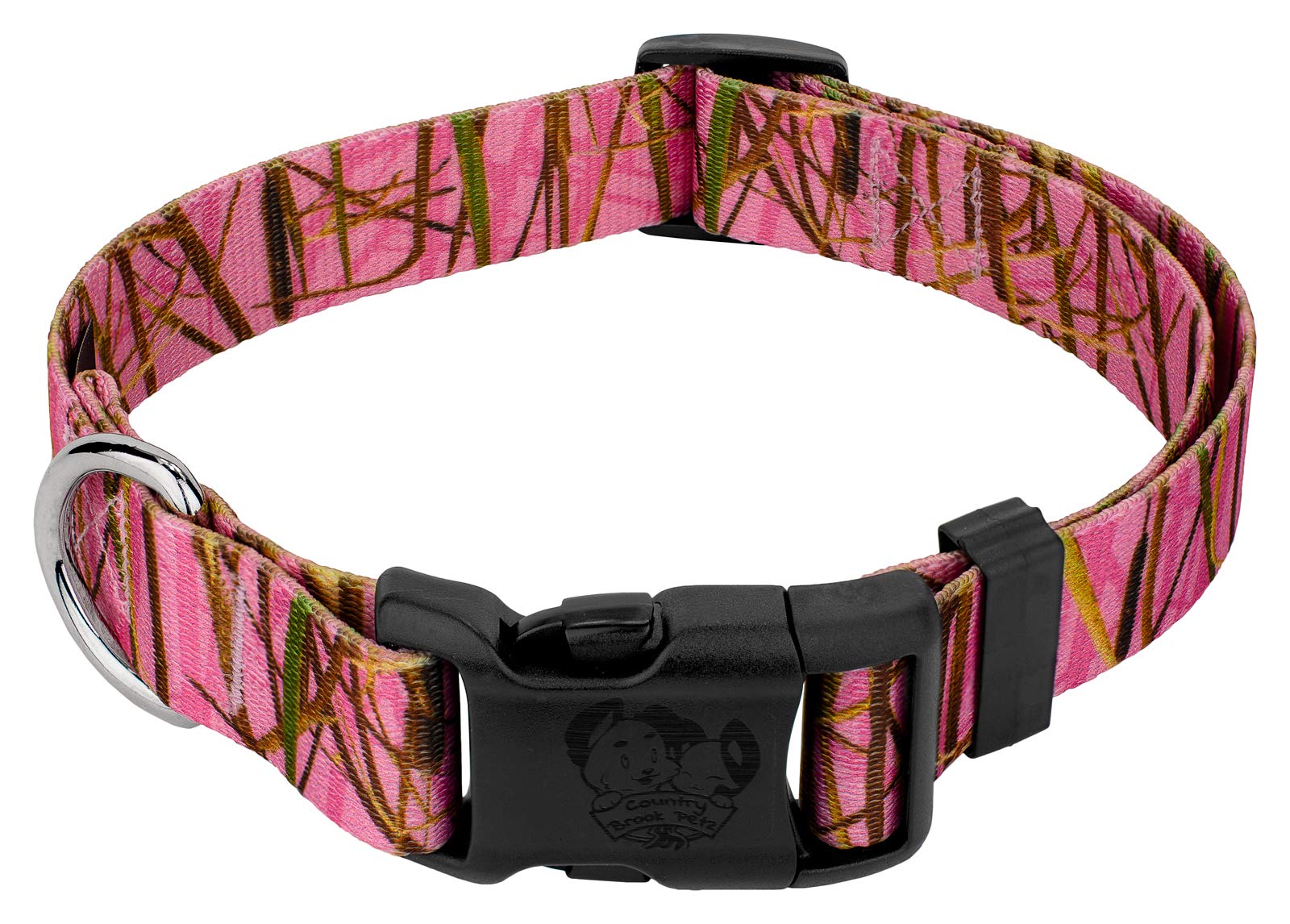 Country Brook Petz - Deluxe Pink Waterfowl Camo Dog Collar - Made in The U.S.A., Camouflage Collection Featuring Rugged Designs 