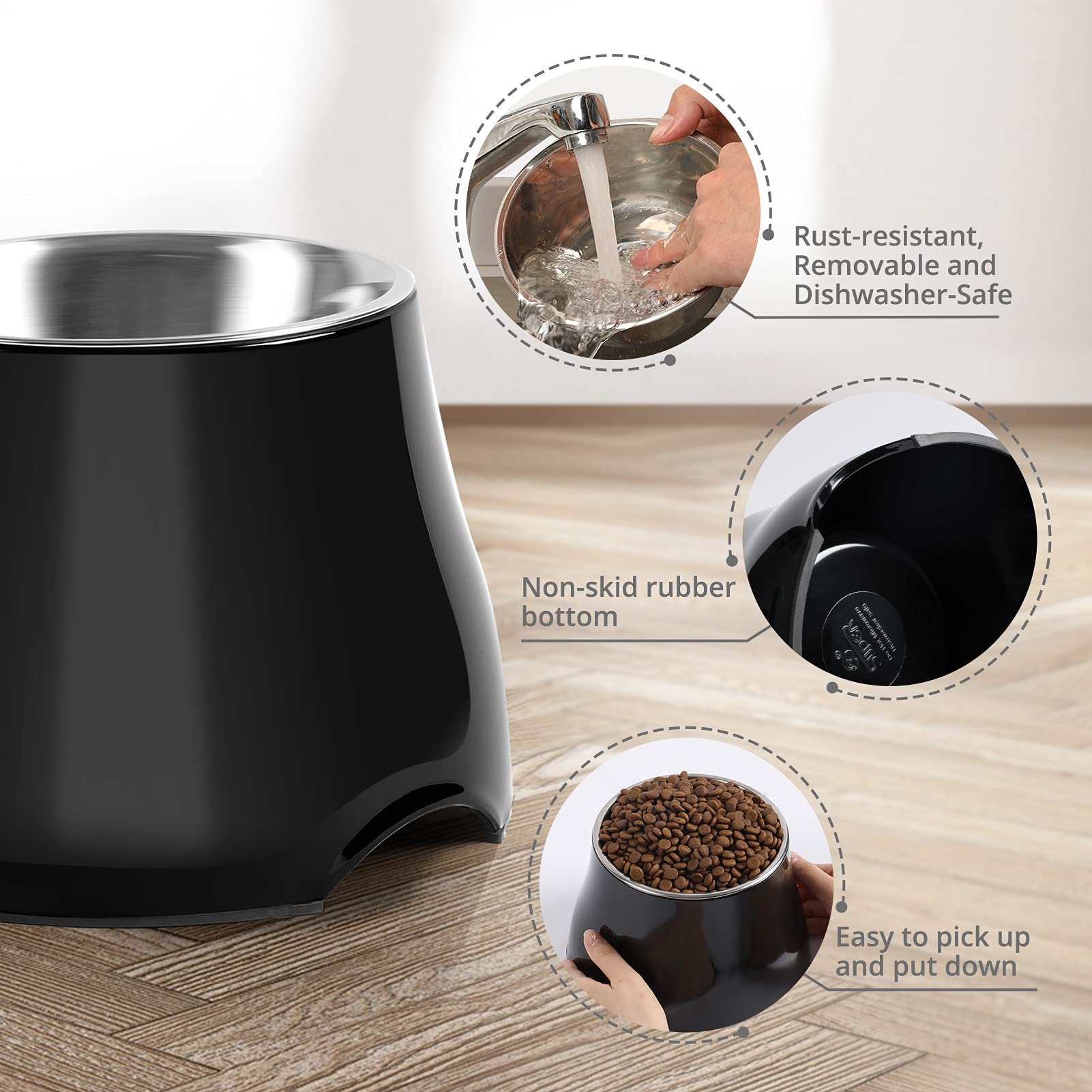 yoken Elevated Dog Bowls,[Prevention of Vertebrae Disease] Non-Slip,Stainless Steel Bowl,High Capacity,for Medium/Small Size Dog