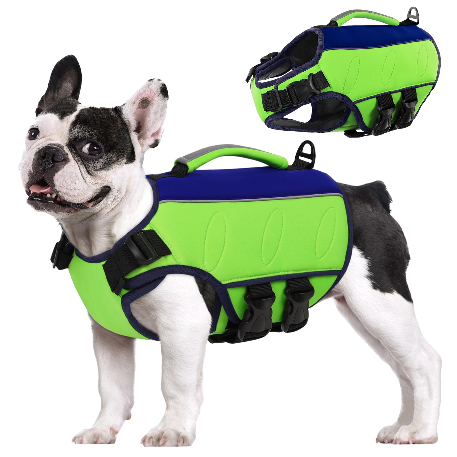 Aofitee Dog Life Jacket, Dog Life Vest For Swimming Boating, Ripstop Puppy Swimming Vest With Rescue Handle And Superior Buoyanc