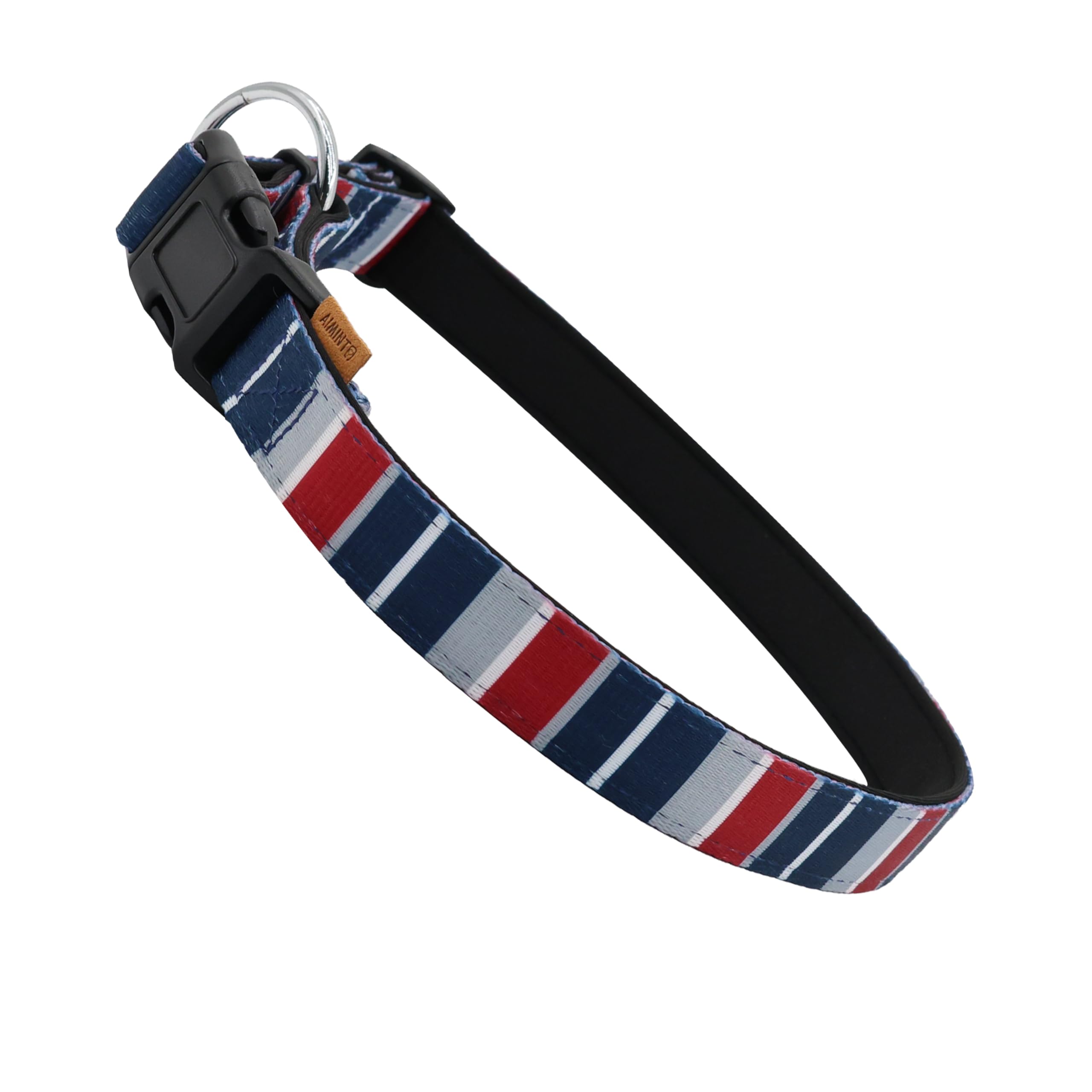 Aiminto Dog Collar, Cute Multi Stripe Pattern, Neoprene Padded And Adjustable Collar With Quick Release Buckle, Reinforced Struc