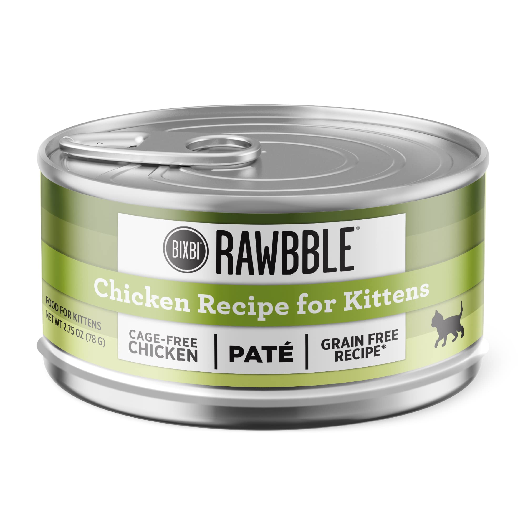 BIXBI Rawbble Chicken Pate Recipe for Kittens Cans - Grain Free, Protein Rich Wet Kitten Food-(2.75 Ounce Cans, Case of 24)