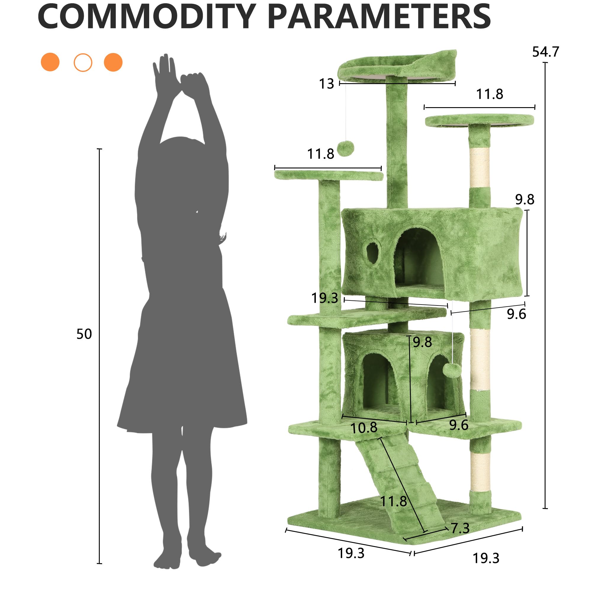 BestPet 54in Cat Tree Tower for Indoor Cats,Multi-Level Cat Furniture Activity Center with Cat Scratching Posts Stand House Cat