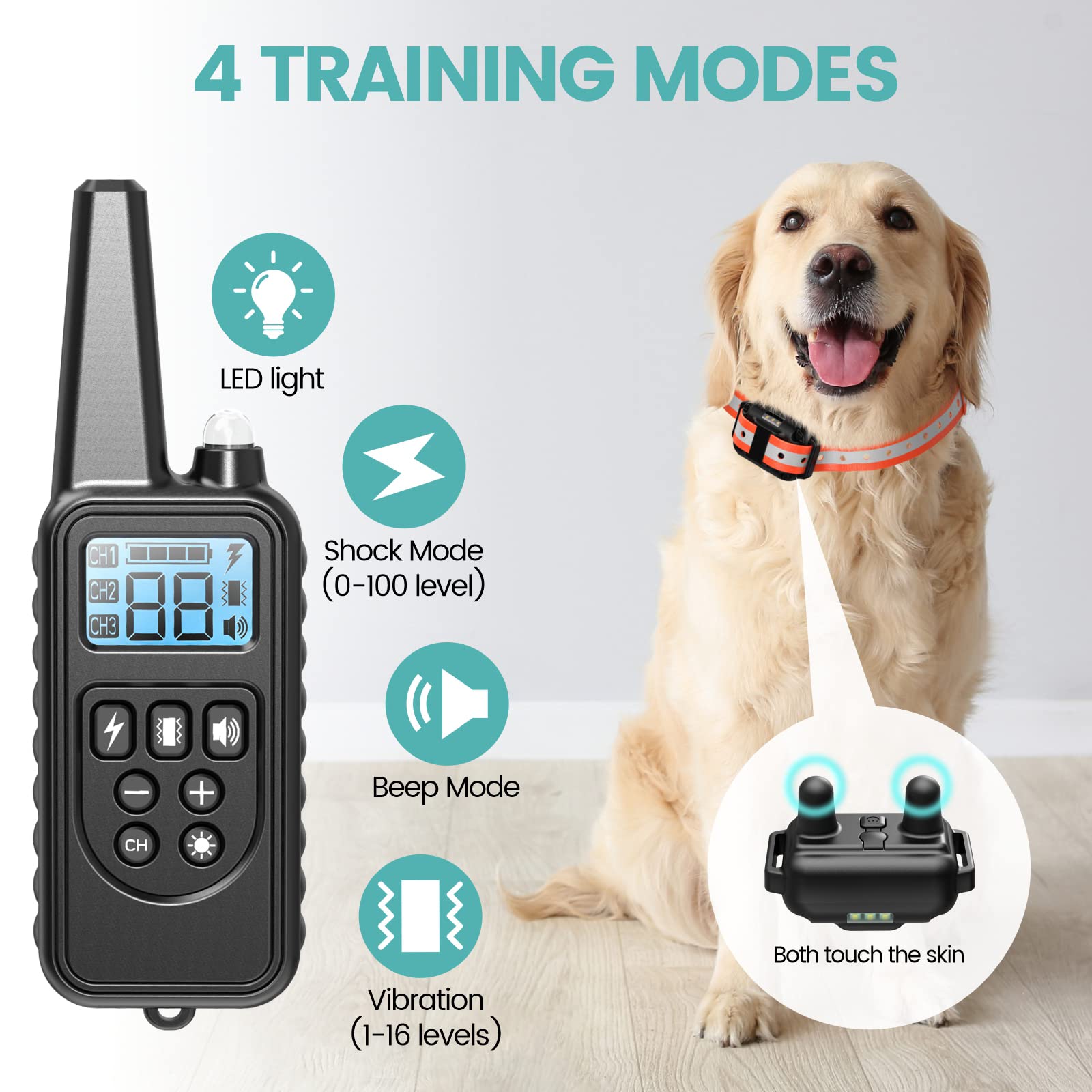 F-Color Dog Training Collar With Remote 2600Ft Shock Collar For Small Medium Large Dogs Breed Waterproof Dog Shock Collar For 3 Dogs With Anti-Lost Light Beep Vibration Shock