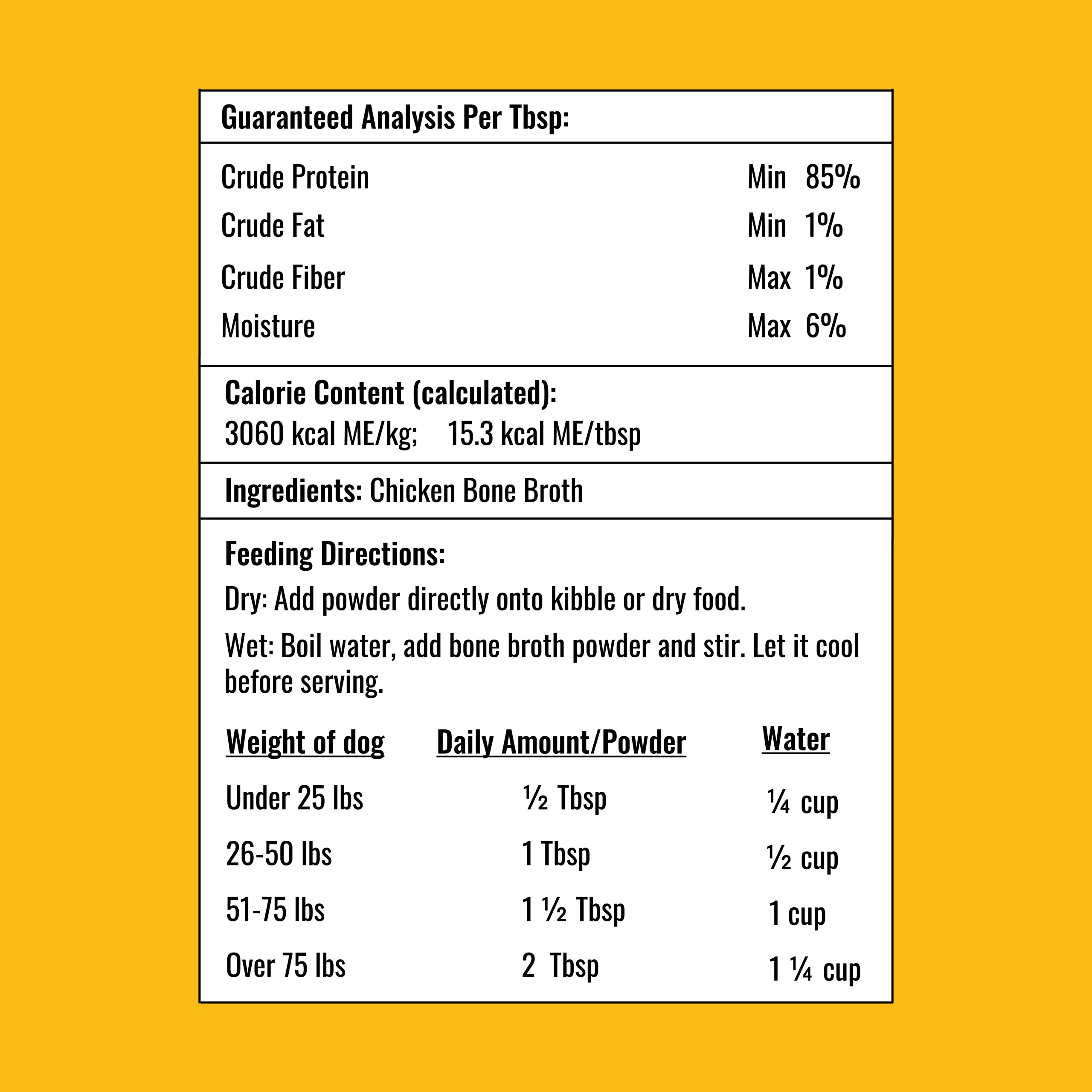 8oz Chicken Bone Broth Powder for Dogs and Cats - Premium Human Grade Chicken Broth Topper for Picky Eaters -Supports Joints and