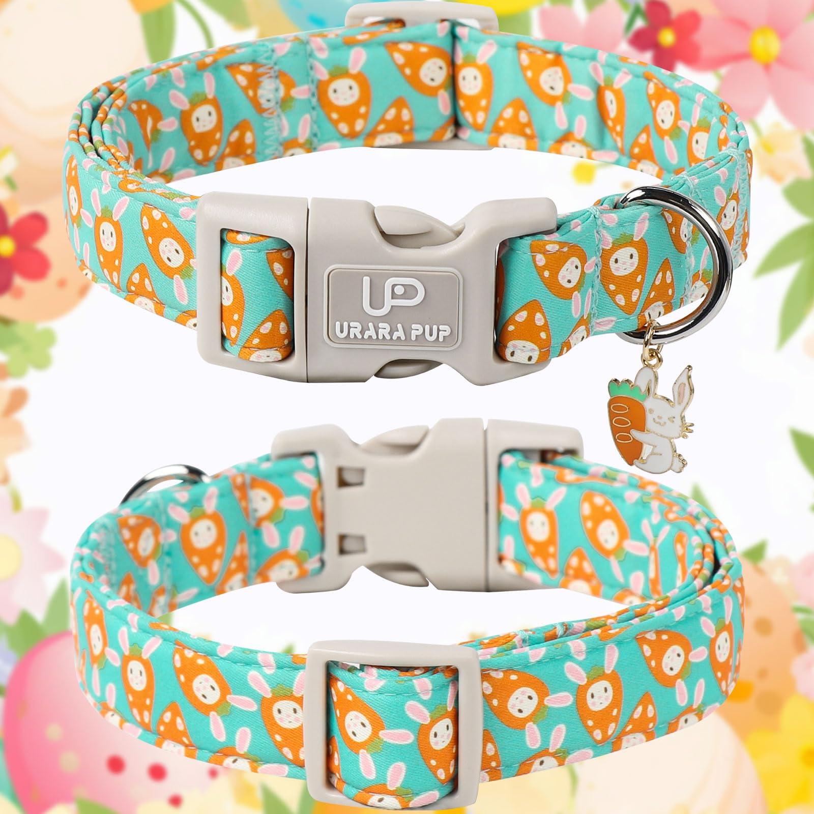 Up Urara Pup Easter Dog Collar, Lovely Cotton Easter Carrot Adjustable Puppy Collar For Girl Boy Dog, Adorable Carrots Collar Fo