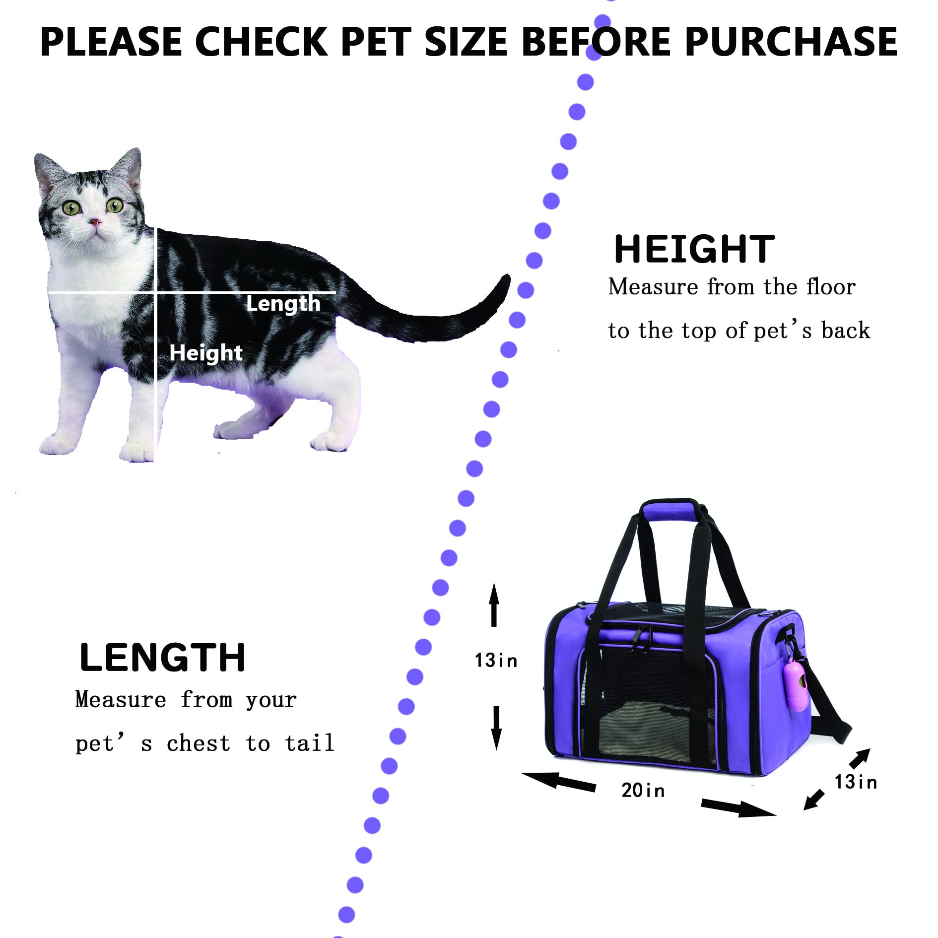 Rosebb Cat Carrier Dog Carrier Pet Carrier Cat Bags For Small Medium Cats Dogs Puppies Of 15 Lbs,Of Airline Approved Small Dog B