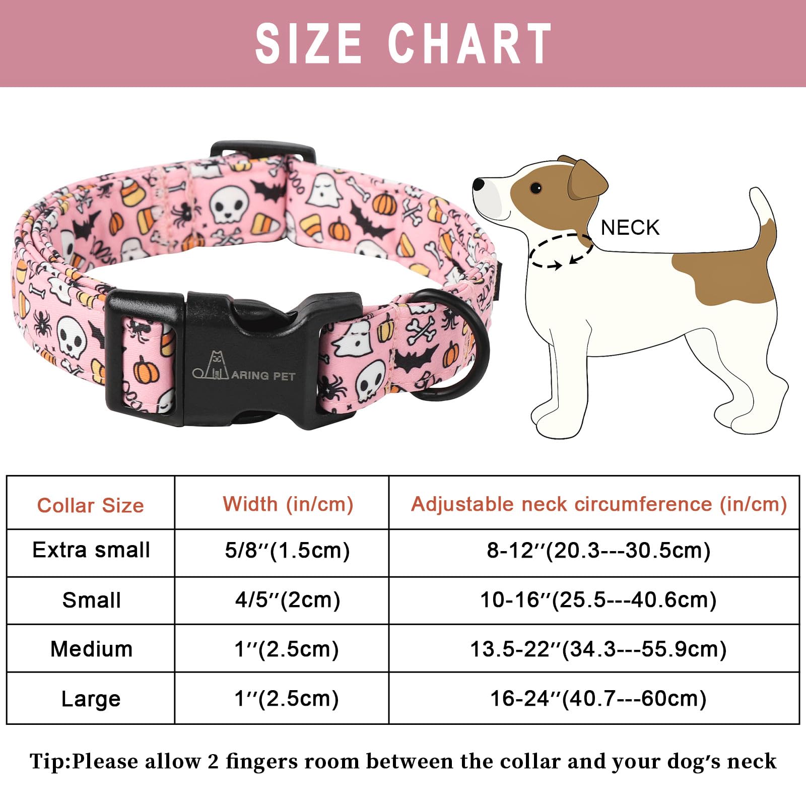 Aring Pet Halloween Dog Collar-Cute Pink Pumpkin Dog Collar, Adjustable Spider Bat Skull Print Pet Collars Puppy Collar With Qui