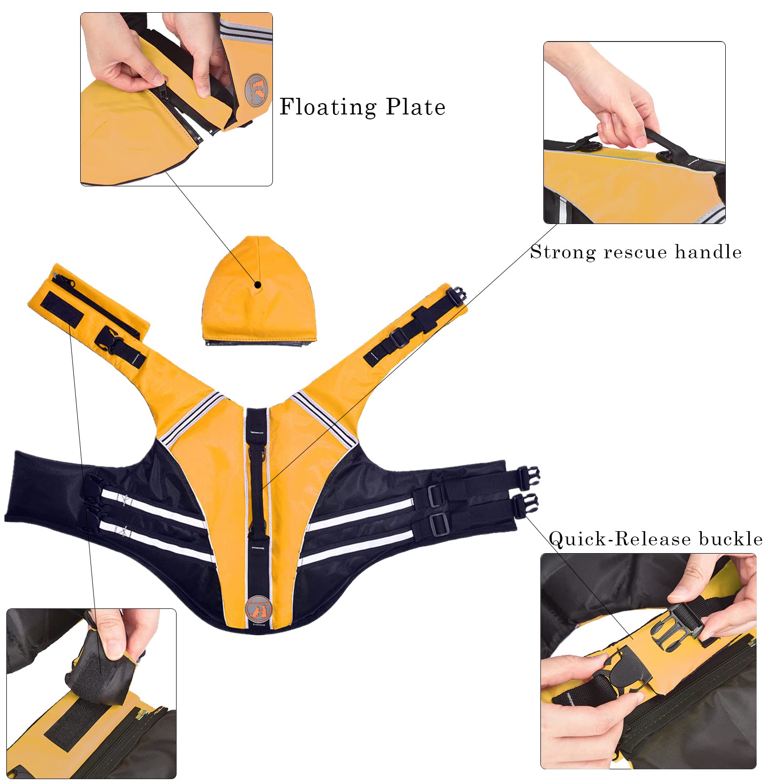 French Bulldog Life Jacket, High Flotation Dog Life Vest For Swimming Boating, Reflective Dog Swim Vest With Chin Float And Rescue Handle (Chest Girth: 17' To 30',Weight: 17' To 28' Lb)