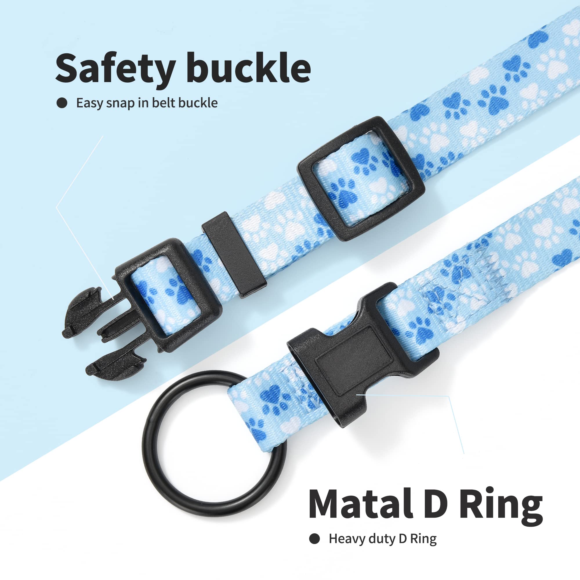 Mile High Life Dog Collar | Nylon Puppy Collars W Cute Patterns | Lightweight Girl Dog Collar | Boy Dog Collar For Small/Medium/Large Dogs (Blue Foot, Small)