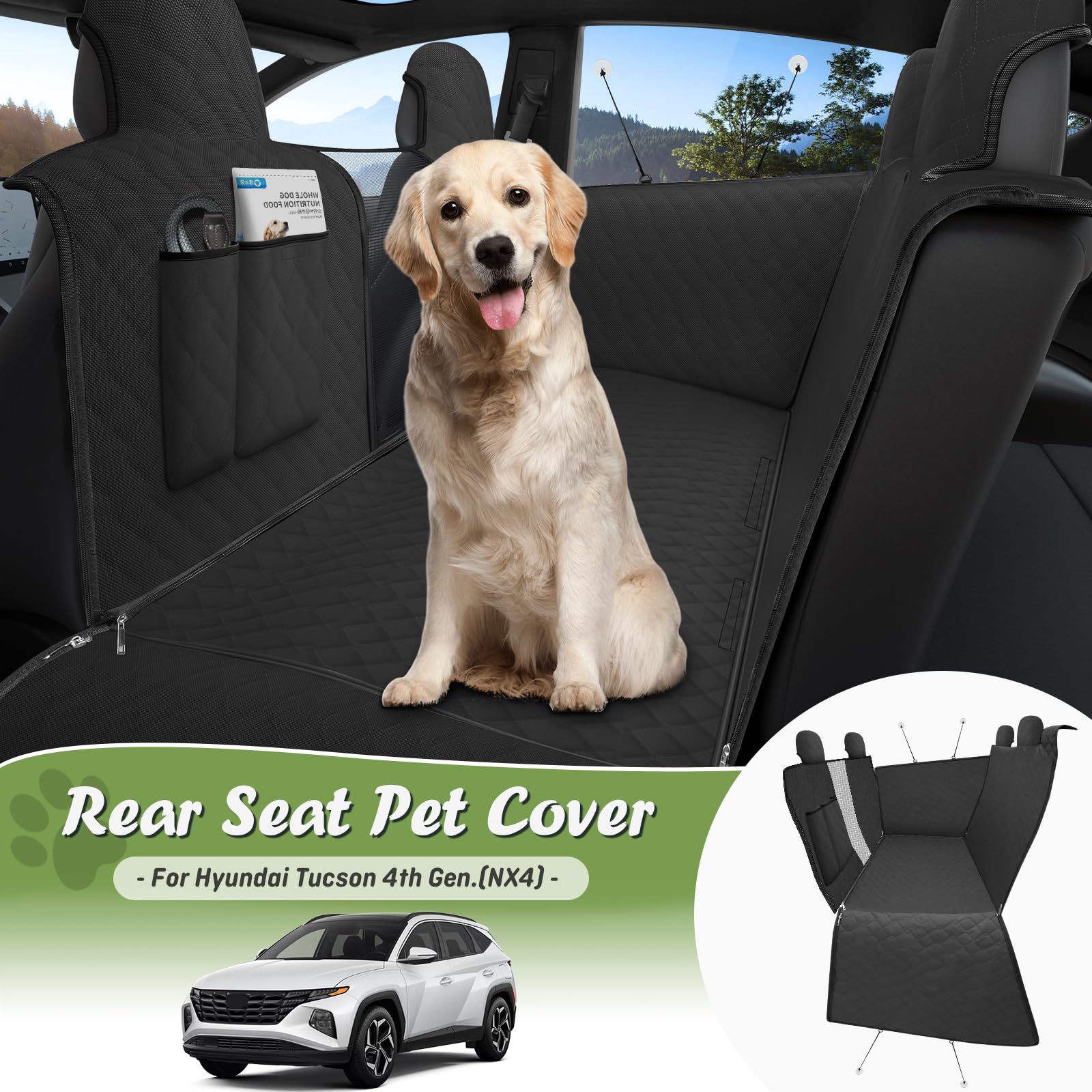 Shademax Custom For Hyundai Tucson Rear Seat Pet Cover 2025 2024 2023 2022 Dog Seat Cover For Back Seat Pet Mat Protector Waterp
