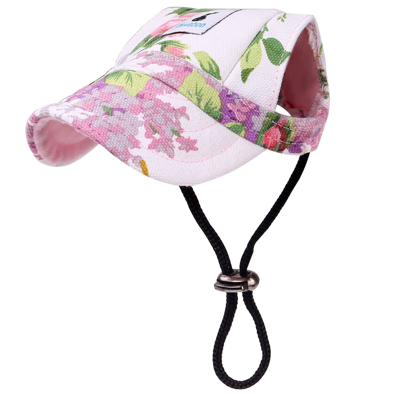 Pawaboo Dog Baseball Cap, Adjustable Dog Outdoor Sport Sun Protection Baseball Cap Visor Sunbonnet Hat Outfit With Ear Holes For Small Dogs Puppy, Large, Floral Purple