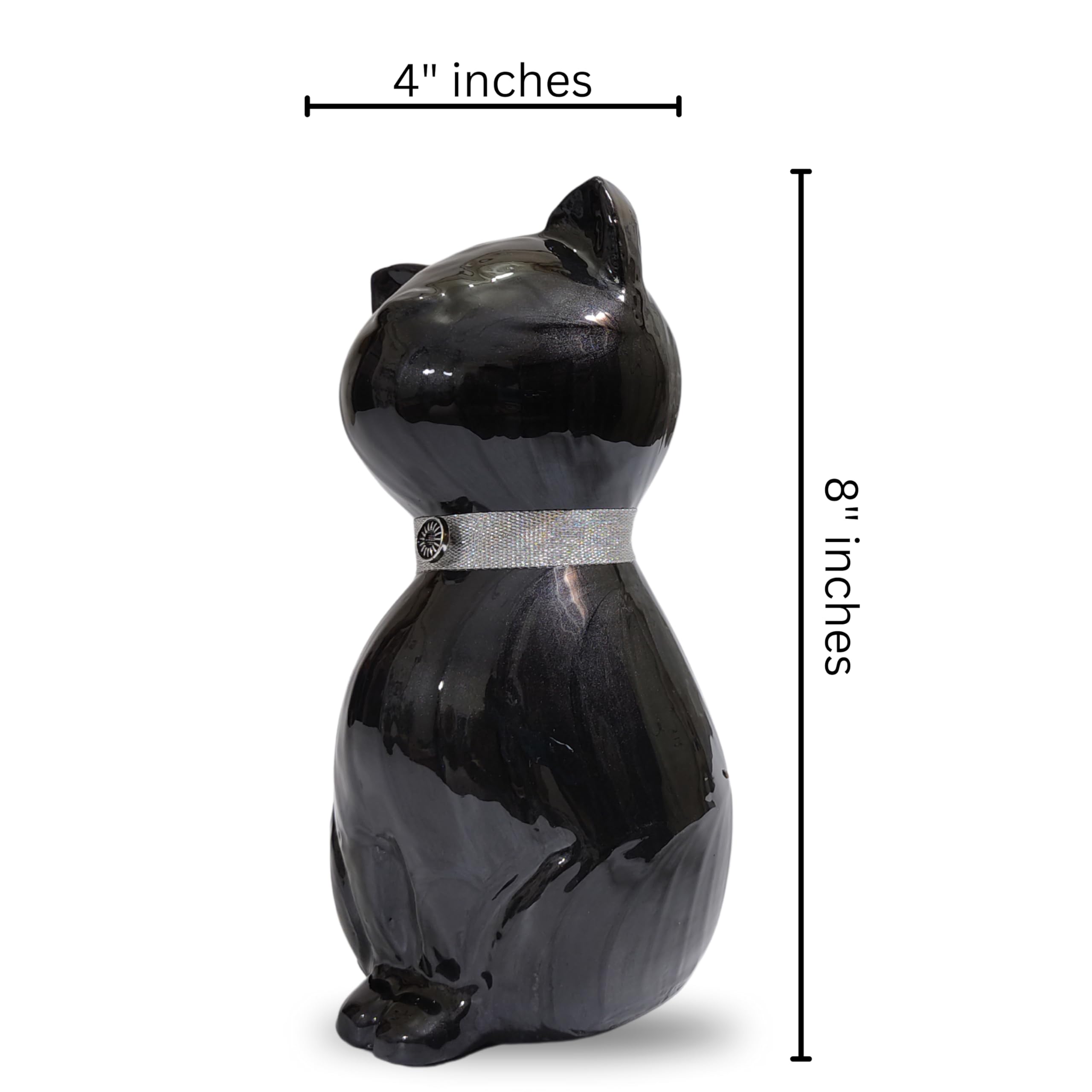 Ayzcorp Cat Memorial Urn, Beautiful Container For Ashes - Cremation Keepsake For Remembering Pets - Decorative Cat Urn-Black,Pur