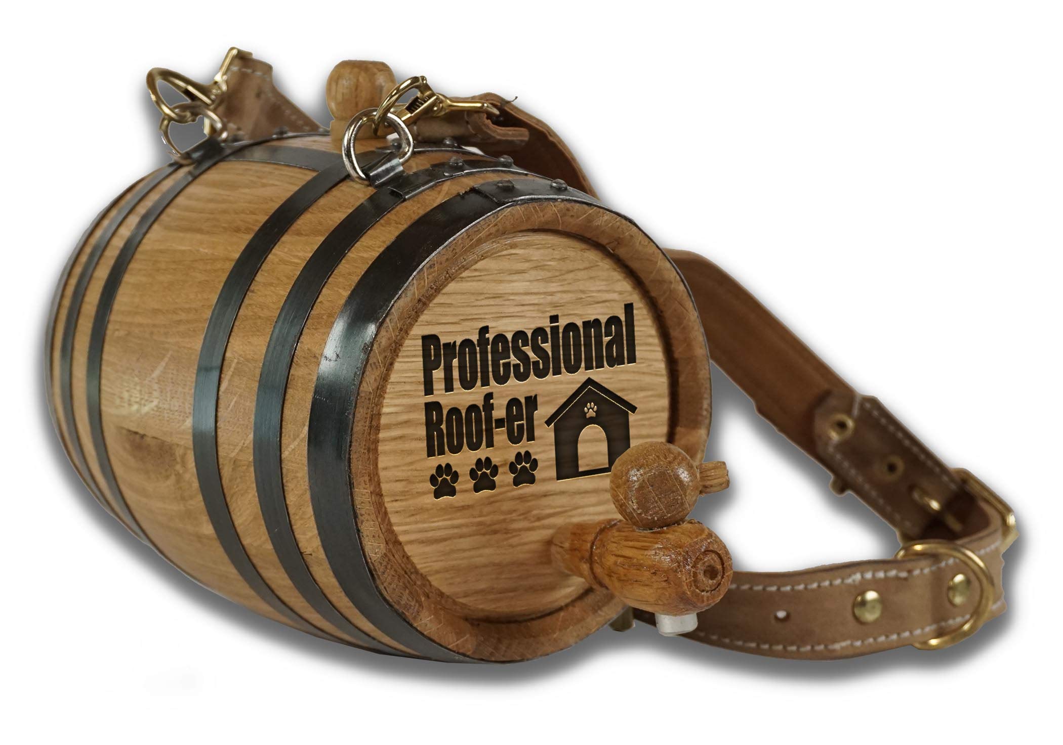 St Bernard Whiskey Barrel Collar For Dog, Professional Roof-Er' - 1/2 Liter Oak Aging Barrel Dispenser For Saint Bernard Dogs Wi
