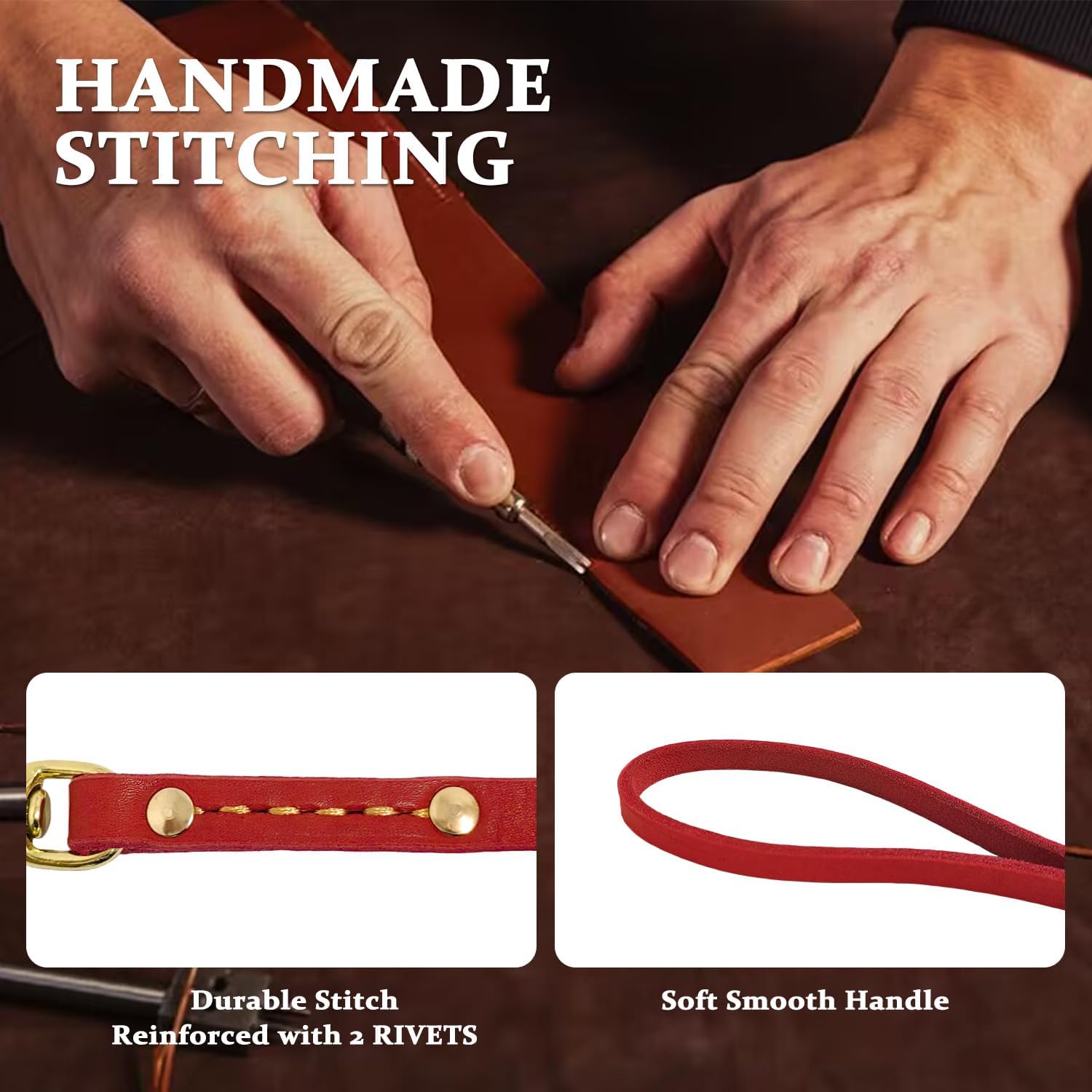 Leather Dog Leash 6 Ft X 5/8 Inch Heavy Duty Genuine Leather Dog Training Leash Soft And Strong Leather Leash For Small And Medi