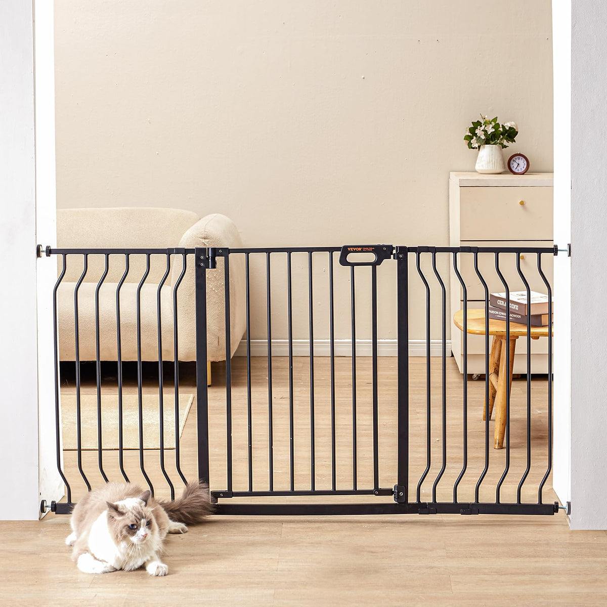 VEVOR 29.5-55.8'' Extra Wide Safety Gate for Stairs, Auto Close Dog Gate for The House, Easy Install Pressure Mounted Pet Gates 
