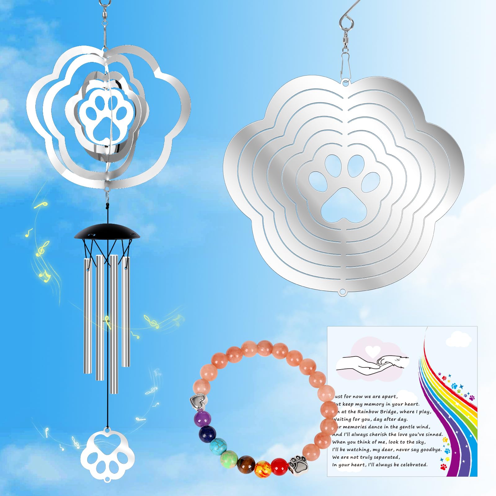 Pet Memorial Gifts For Dogs, A Pet Pawprint Wind Chimes For Dog Bereavement Gift, Dog Sympathy Gift Dog Passing Away Pet With Me