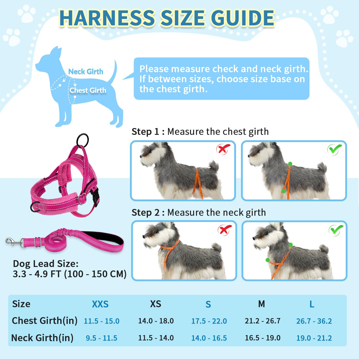 Slowton No Pull Small Dog Harness And Leash Set, Puppy Soft Vest Harness Neck & Chest Adjustable, Reflective Lightweight Harness & Anti-Twist Pet Lead Combo For Small Medium Dogs (Black, M)