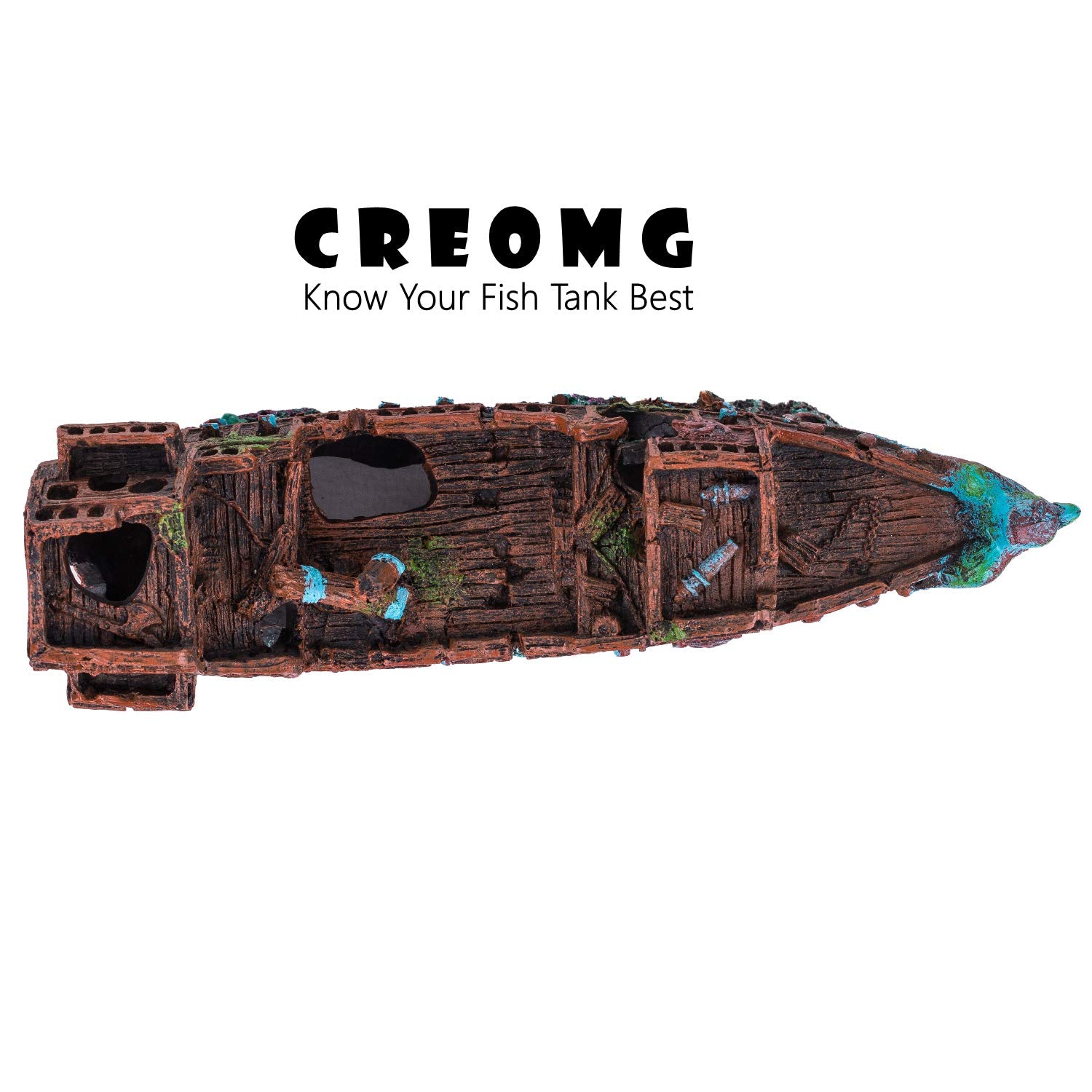 Creomg Aquarium Decorations, Aquarium Pirate Ship Decorations Fish Tank Ornaments Resin Material Shipwreck Decorations, Eco-Friendly For Freshwater Saltwater Aquarium Fish Tank Decor Sunken Ship