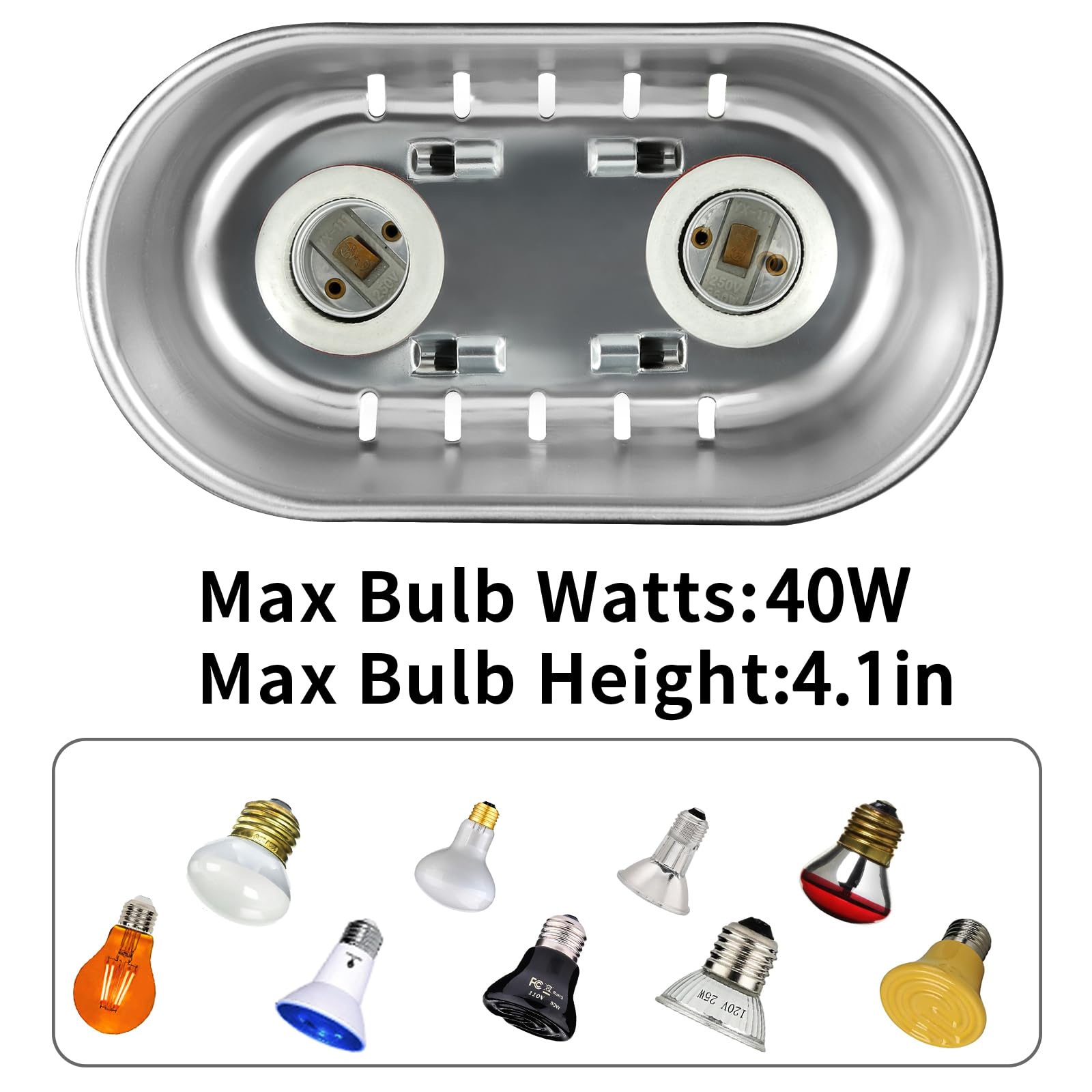 Dxophiex Nano Reptile Heat Lamp Max 40W Dual Reptile Light Fixture With Two Independent Switches, Uvb Light Fixture Dual Dome La