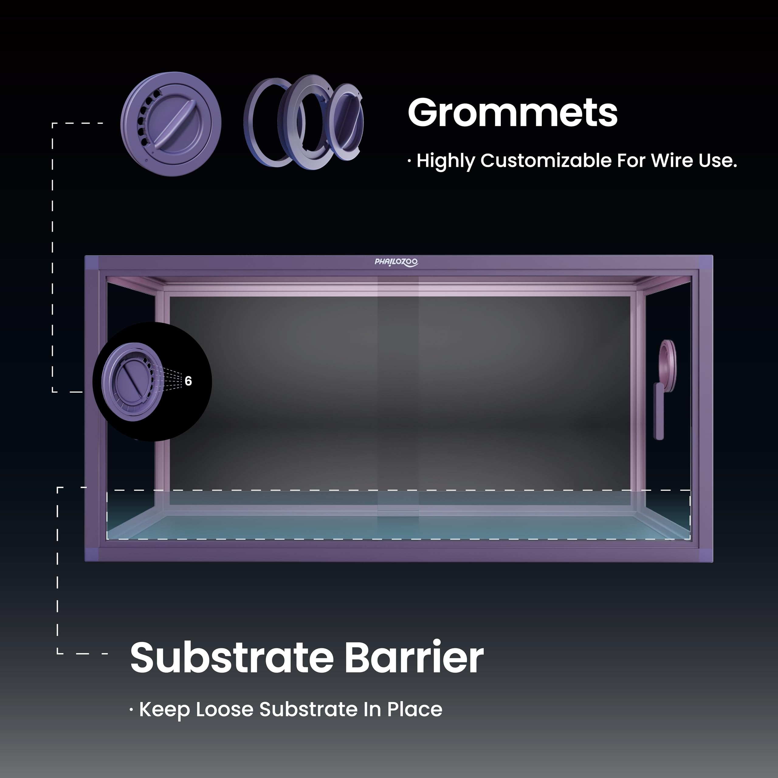 Phailozoo 50 Gallon Bearded Dragon Tank, Reptile Enclosure For Easy Maintenance, Front Opening Reptile Tank With Top Screen Vent