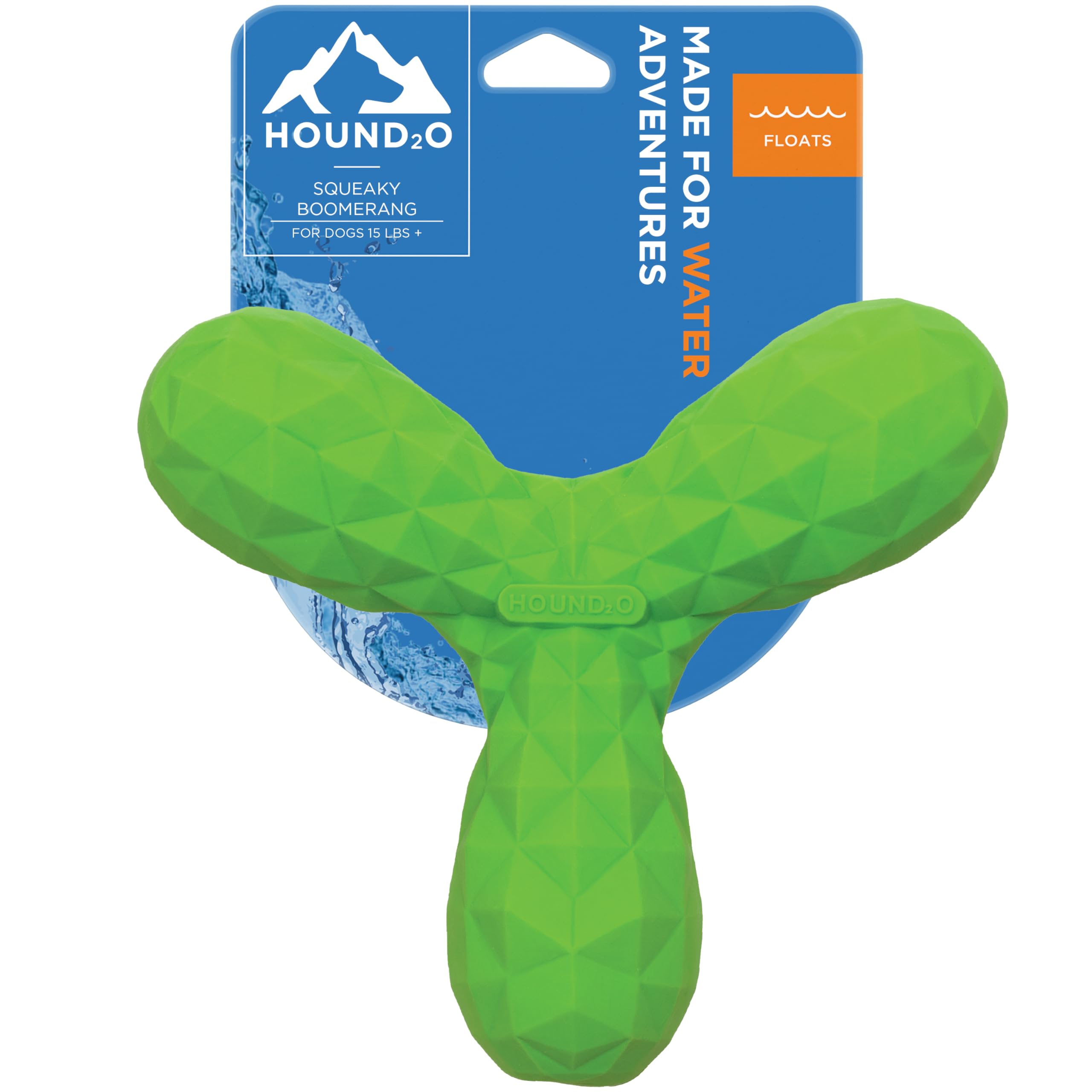 Hound2O Outdoor Dog Toys | Squeaky Boomerang Chew Toy For Dogs | Bright Green Color For Interactive Play | Durable Toy Made From