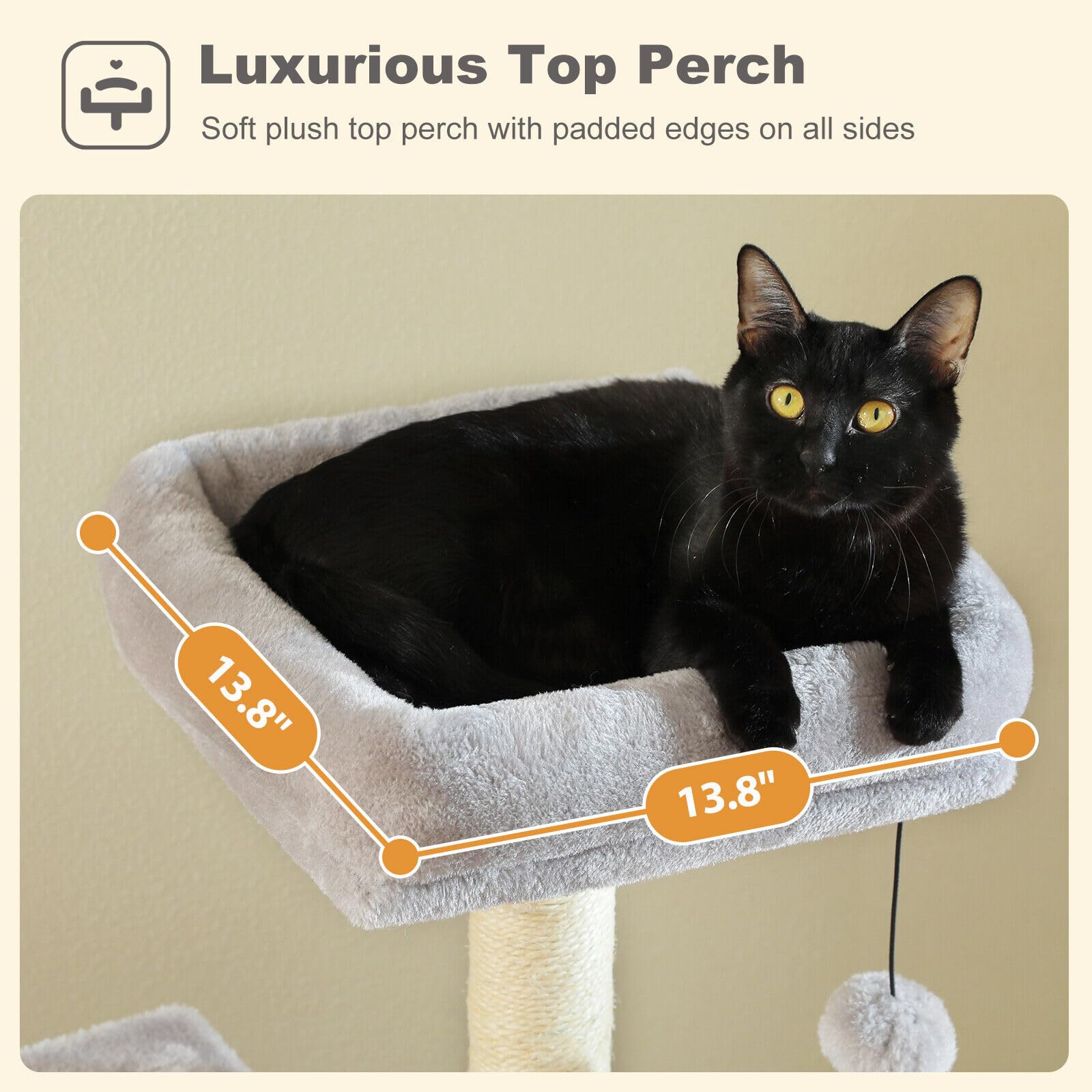 Uymi Cat Tree For Indoor Cats, 62' Multi-Level Cat Tower With 2 Spacious Condos, Scratching Pad, 4 Cat Scratching Posts, 2 Top