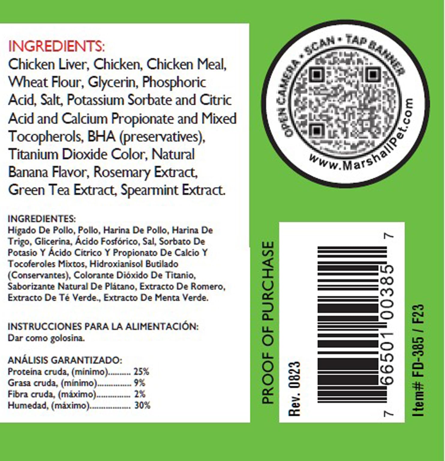 Marshall Pet Products Natural High-Protein Bandit Semi-Moist Chew Treats, with Banana Flavor, for Ferrets, 3 oz