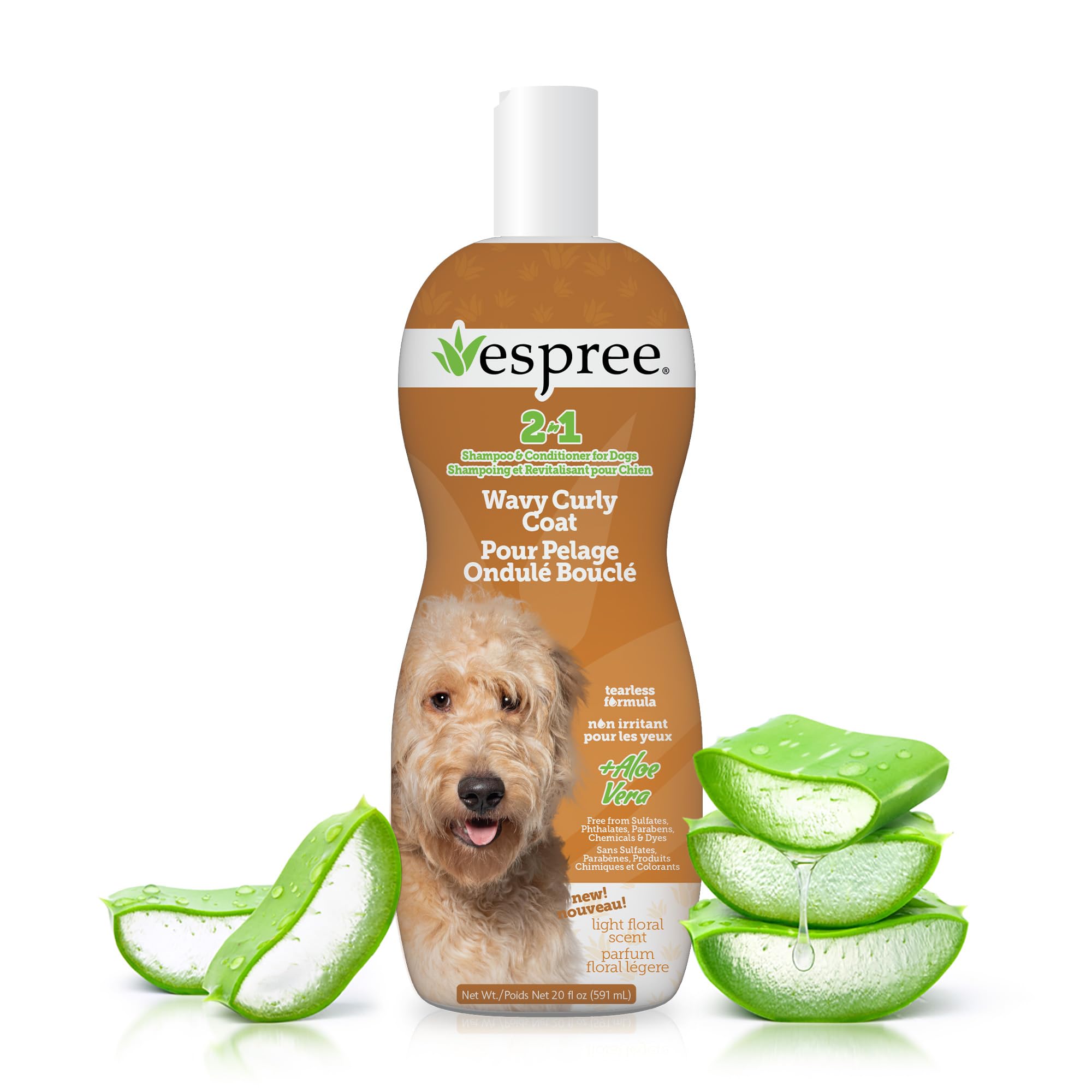 Espree Wavy Curly Coat Shampoo & Conditioner, Curl Detangling Shampoo, Perfect For Goldendoodles & Poodles, Formulated With Aloe