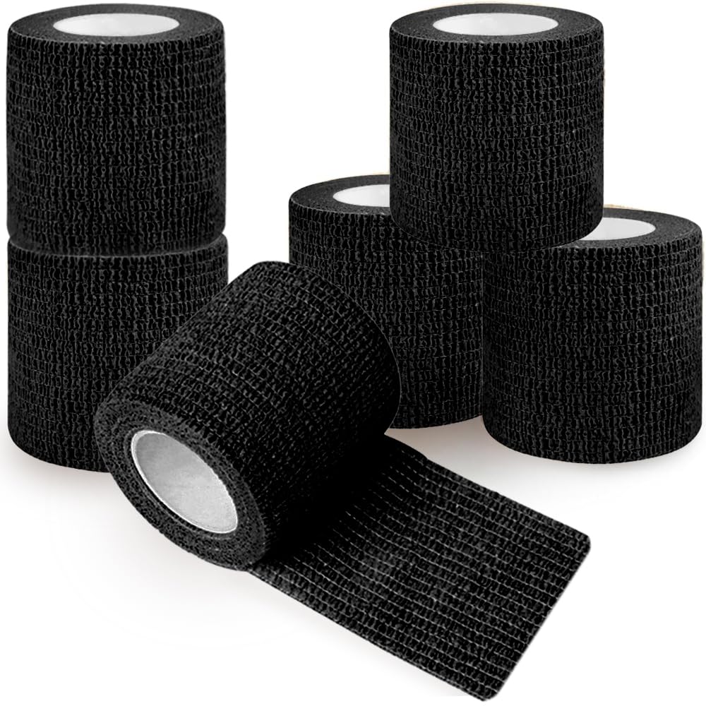 QUMY Self-Adhesive Bandage Wrap 6 Pack, 2 Inch x 5 Yards Cohesive Breathable Non-Woven Vet Tape for Pets, Dog Bandage Shoes, Wou