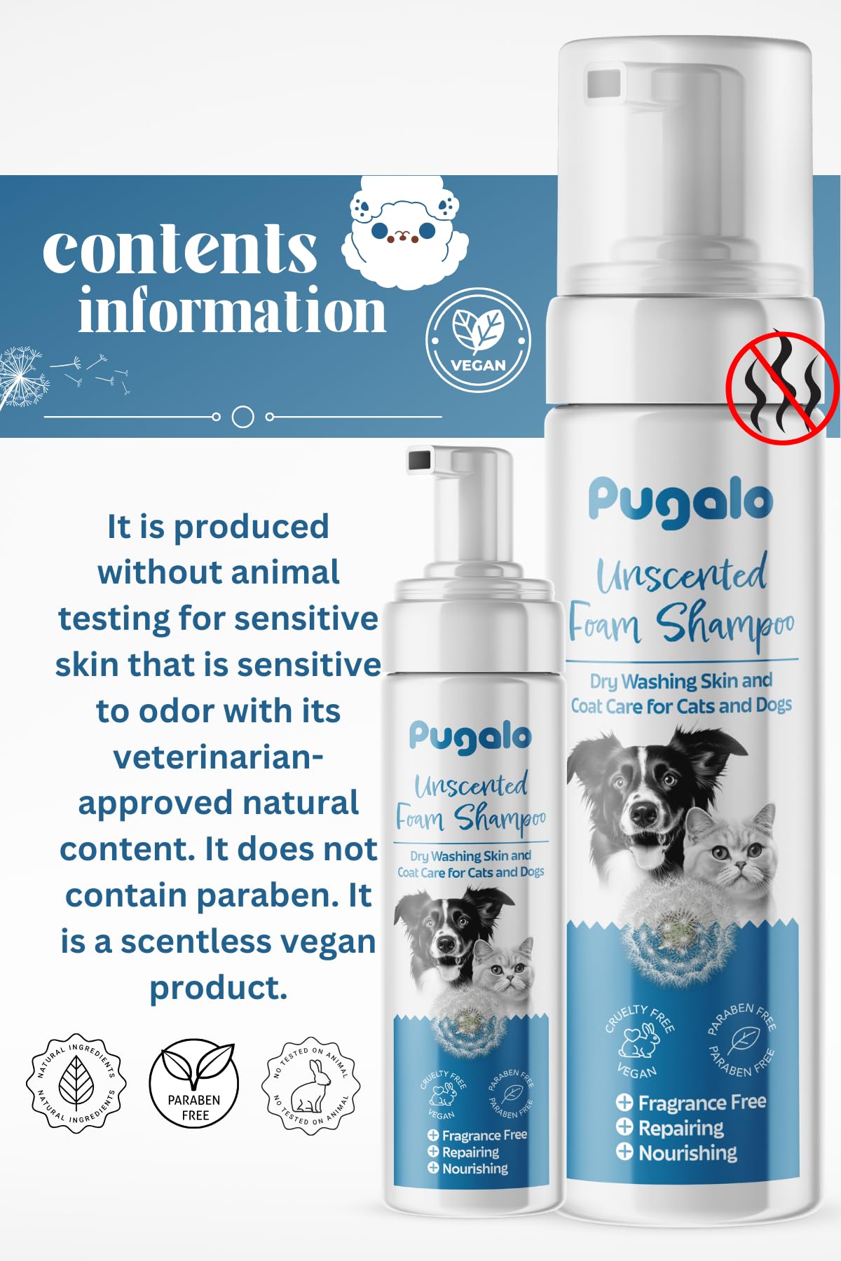 Waterless Cat & Dog Shampoo - 200Ml (6.76Oz) Unscented Dry Foam Cleanser & Conditioner - No-Rinse Deshedding Shampoo For Smelly