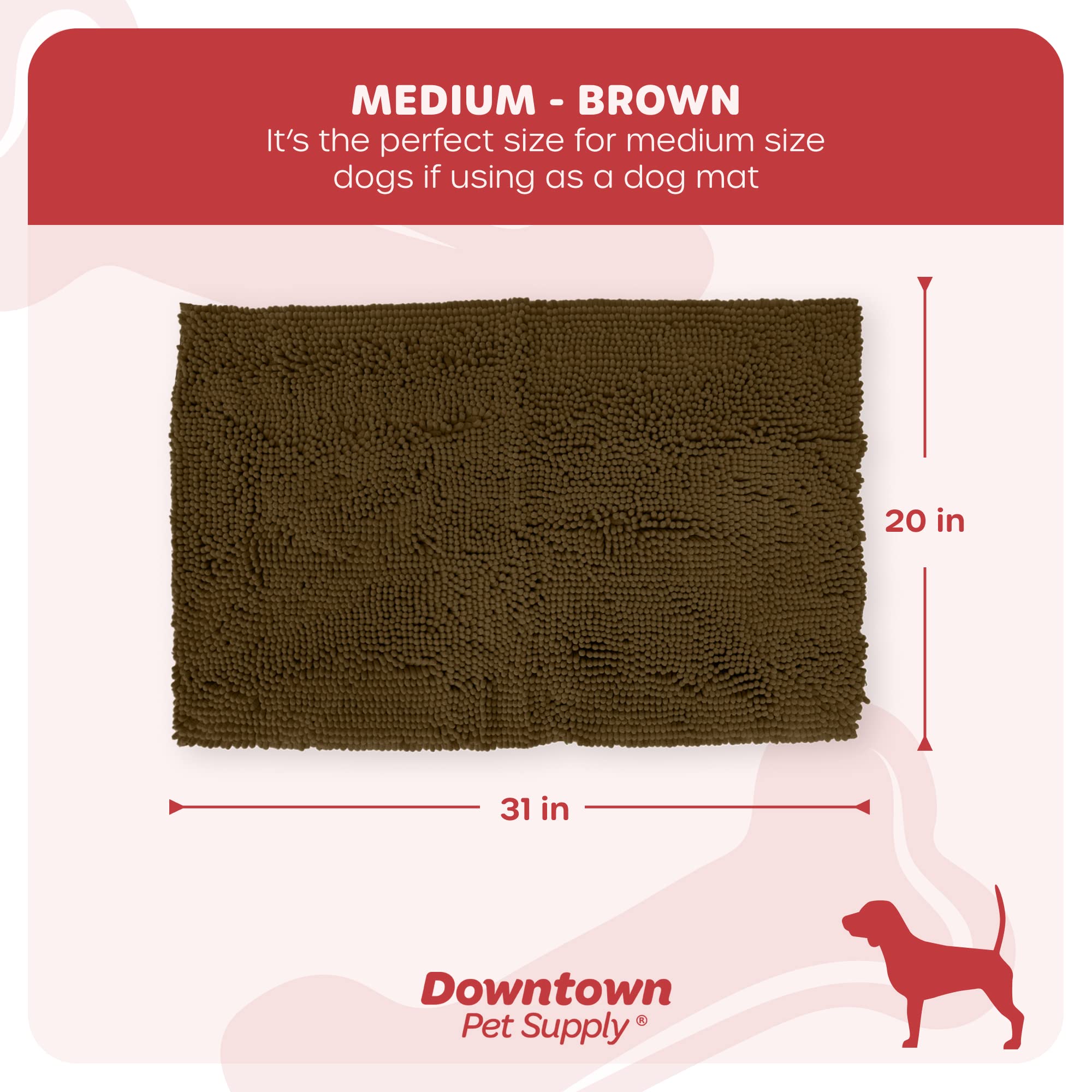 My Doggy Place Dog Mat For Muddy Paws, Washable Dog Dog Mat, Brown