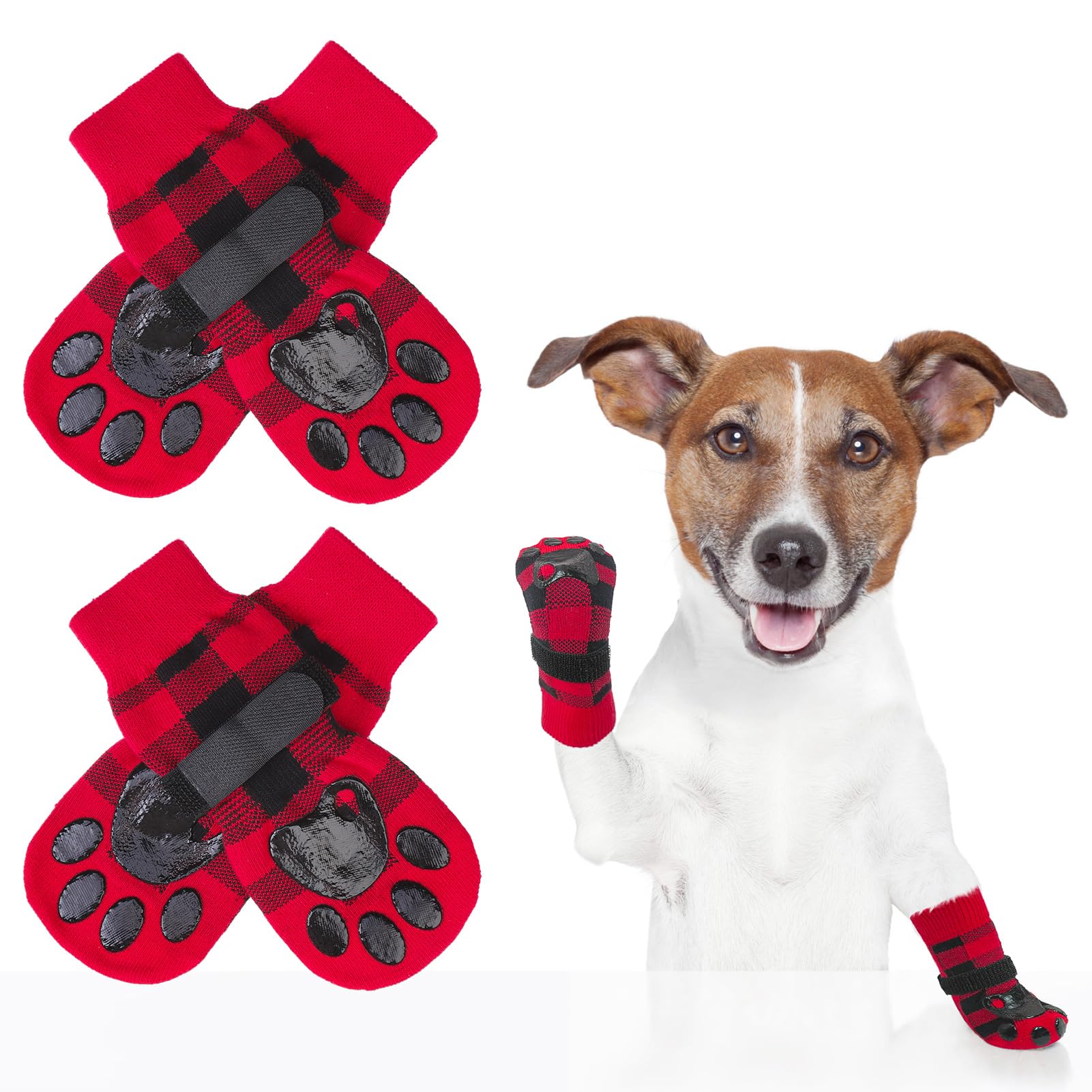 Scenereal Anti Slip Dog Socks For Hot/Cold Pavement, Double Sides Dog Boots & Paw Protectors To Prevent Licking Paws, Non Slip S
