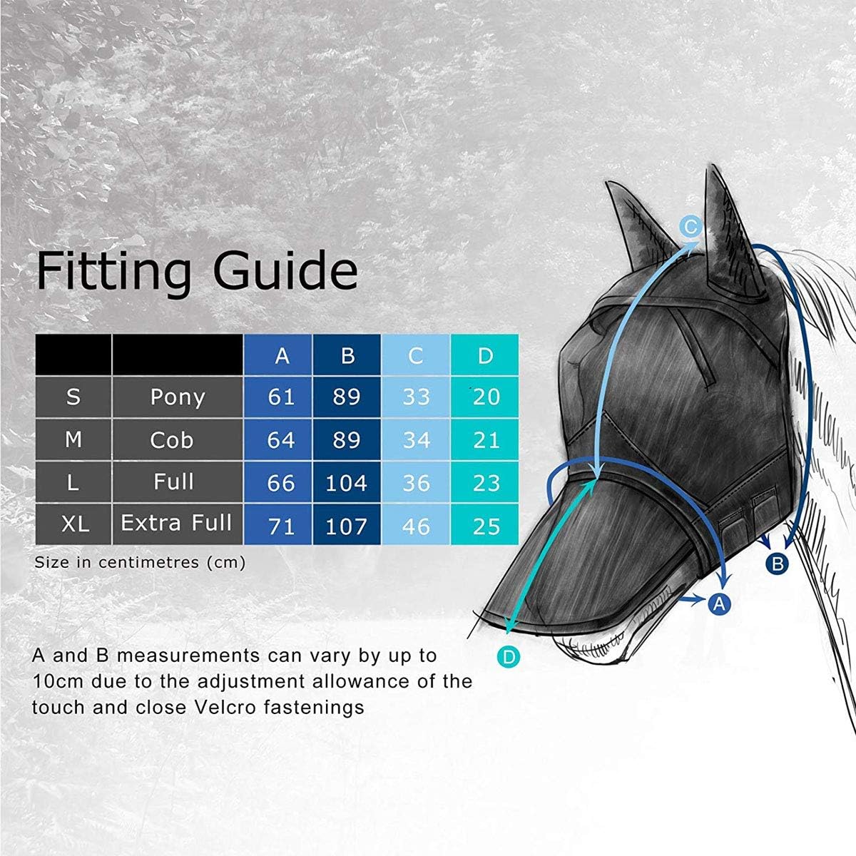 Harrison Howard CareMaster Horse Fly Mask Long Nose with Ears Full Face Black/Silver Retro Medium Cob